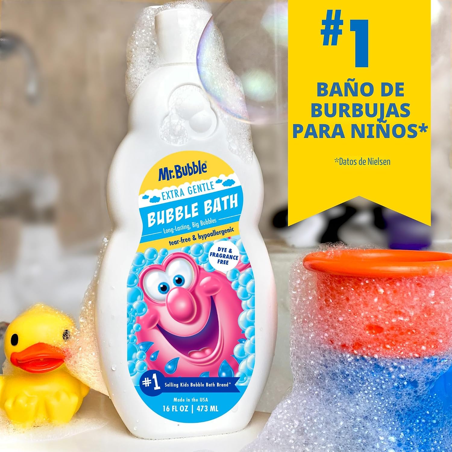 MR. BUBBLE BAÑO DE BURBUJAS EXTRA SUAVE, HIPOALERGÉNICO, SIN DESGARROS, SOLUCIÓN DE BAÑO DE BURBUJAS PERFECTA PARA PIELES - 4