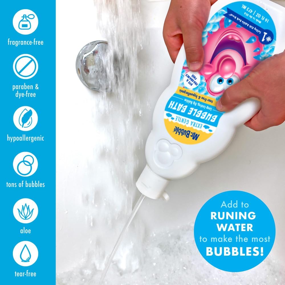 MR. BUBBLE BAÑO DE BURBUJAS EXTRA SUAVE, HIPOALERGÉNICO, SIN DESGARROS, SOLUCIÓN DE BAÑO DE BURBUJAS PERFECTA PARA PIELES - 7