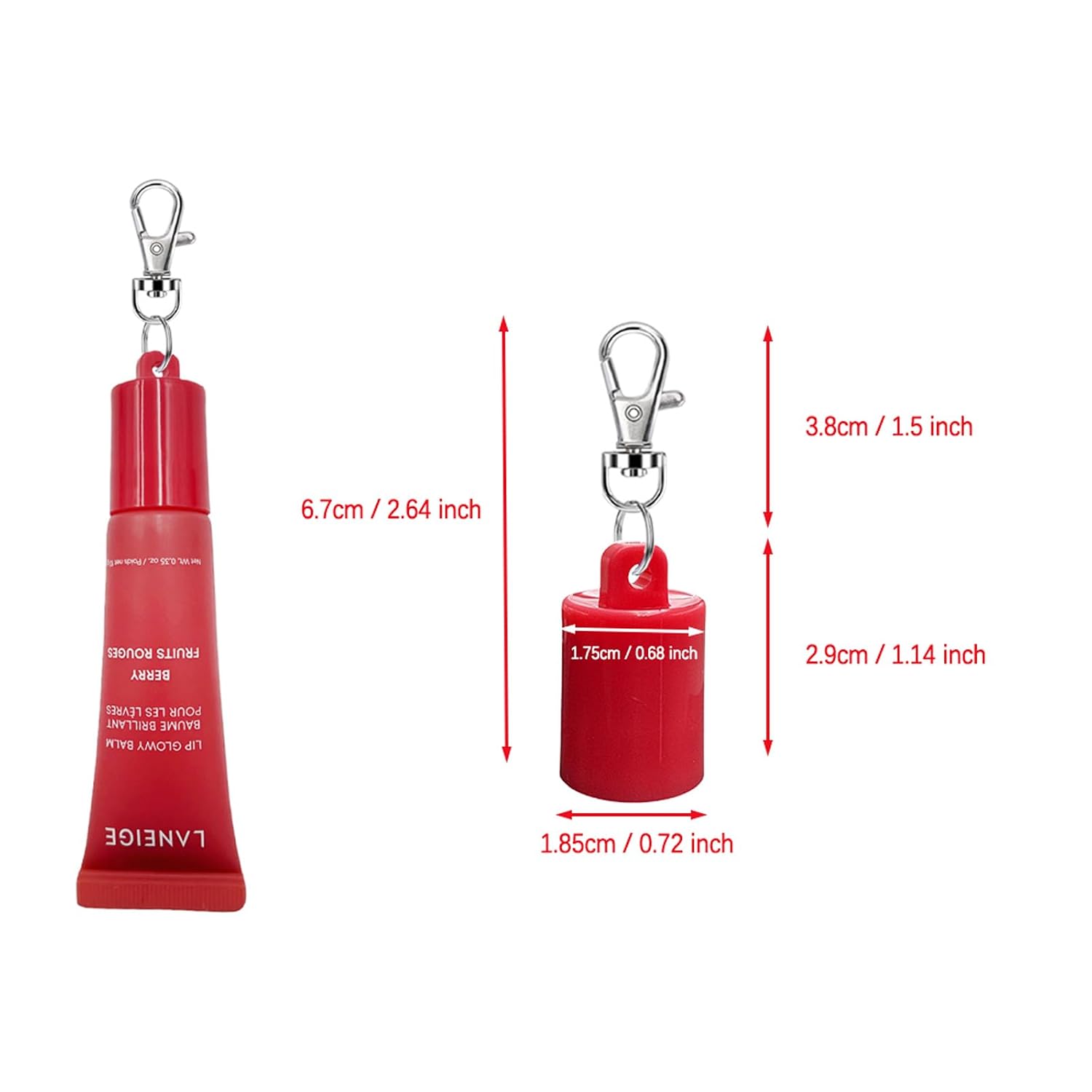 4 TAPAS DE LLAVERO COMPATIBLES CON LANEIGE BÁLSAMO LABIAL DE 0.35 ONZAS, SOPORTE PORTÁTIL, LLAVERO, TAPA, TUBOS - 4