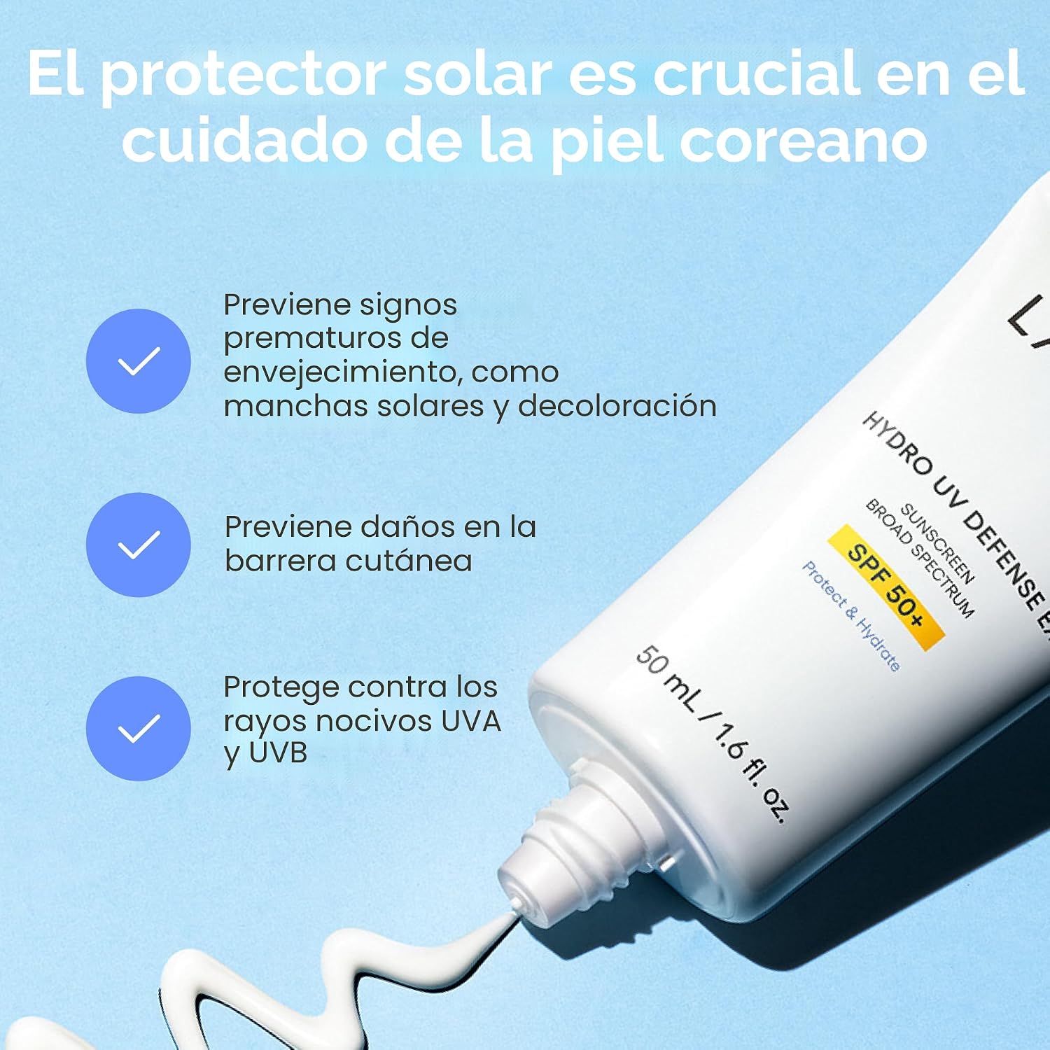 LANEIGE HYDRO UV DEFENSE PROTECTOR SOLAR SPF 50 HIPOALERGÉNICO Y DERMATÓLOGO, PROTECCIÓN SOLAR COREANA DE AMPLIO ESPECTRO - 7
