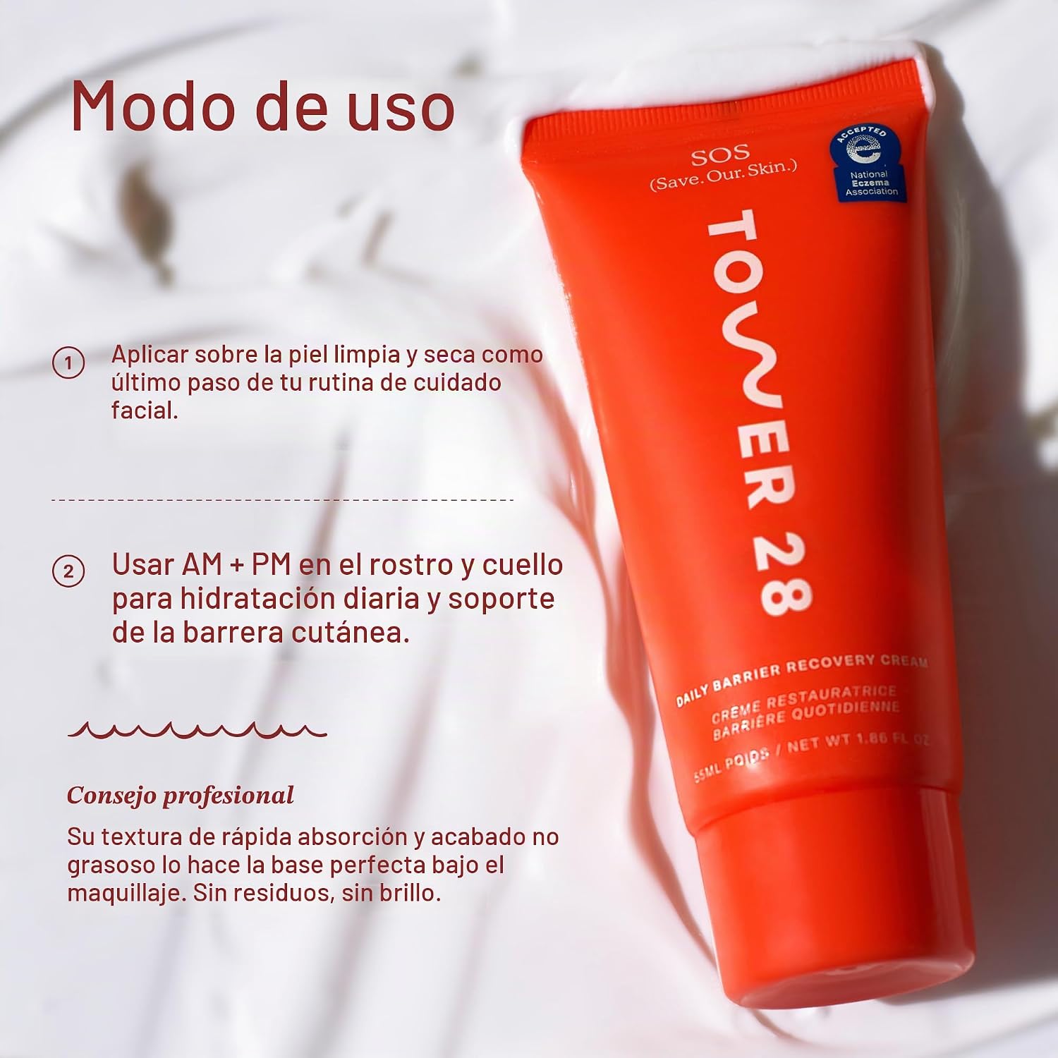 TOWER 28 SOS RECOVERY CREMA FACIAL HIDRATANTE PARA PIELES SENSIBLES 1.86 OZ - 7