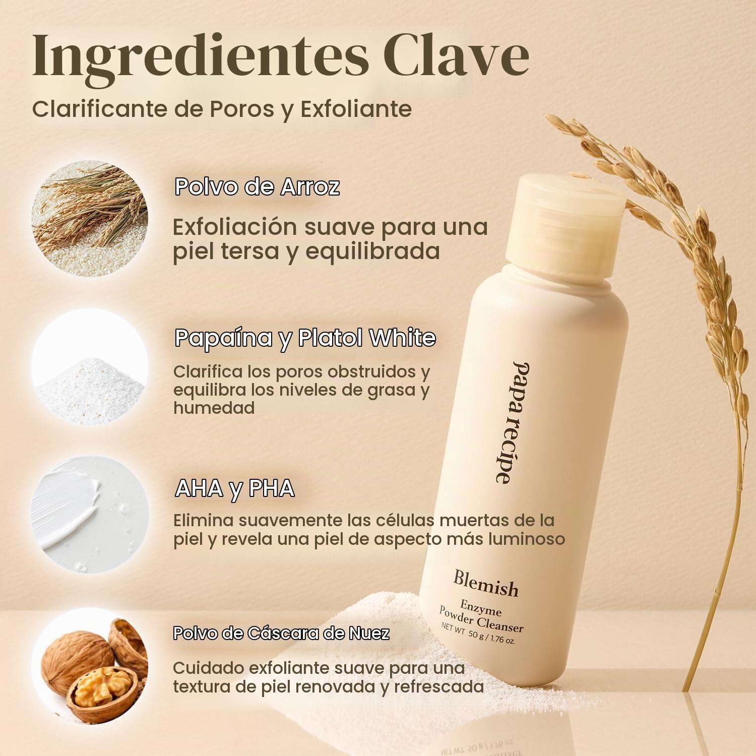 PAPA RECIPE BLEMISH ENZYME POLVO TRASLÚCIDO LIMPIADOR FACIAL 1.7 OZ/50G LAVADO FACIAL COREANO DE POLVO A ESPUMA, POLVO - 3