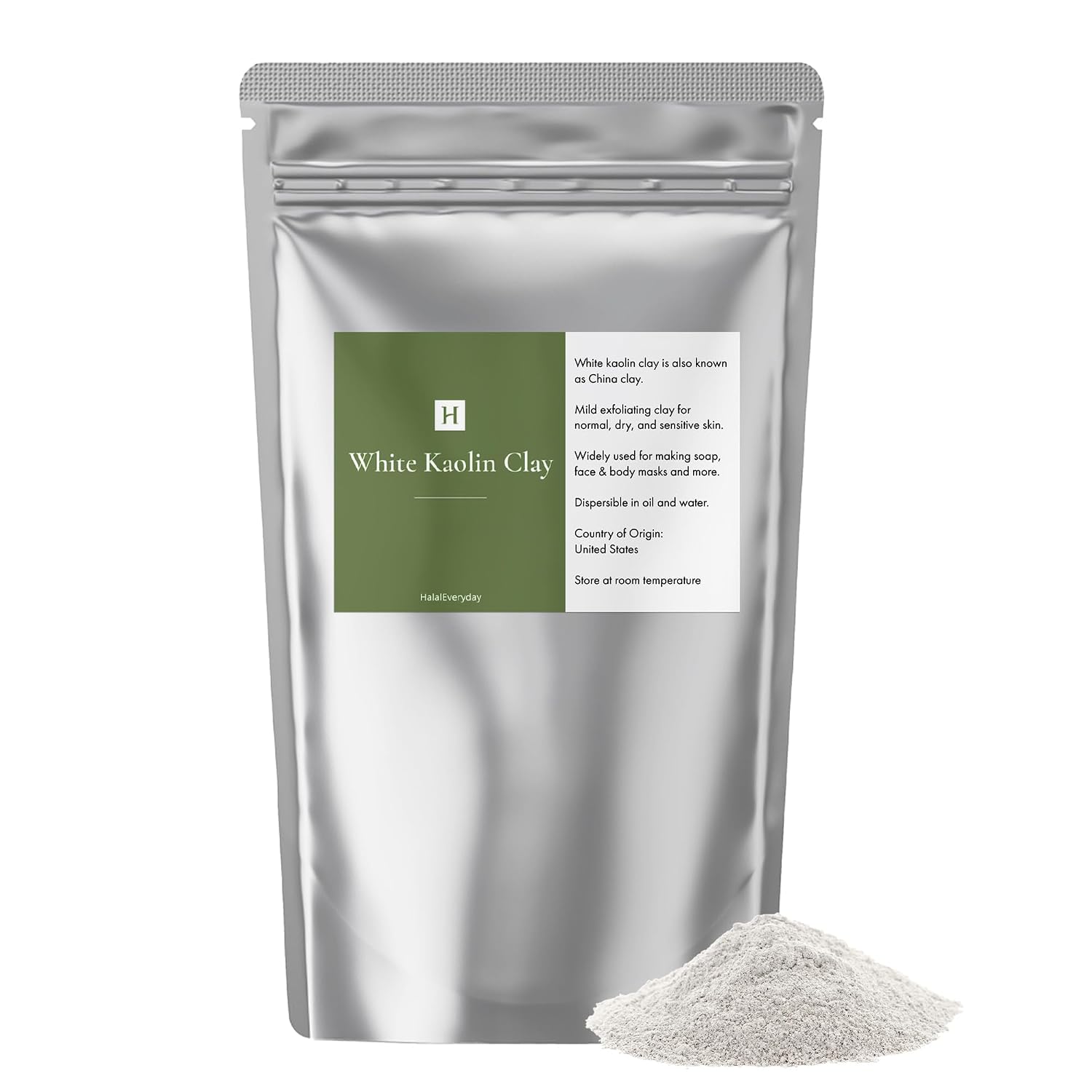 HALALEVERYDAY - POLVO DE ARCILLA DE CAOLÍN BLANCO, GRADO COSMÉTICO, 2 LIBRAS - 1