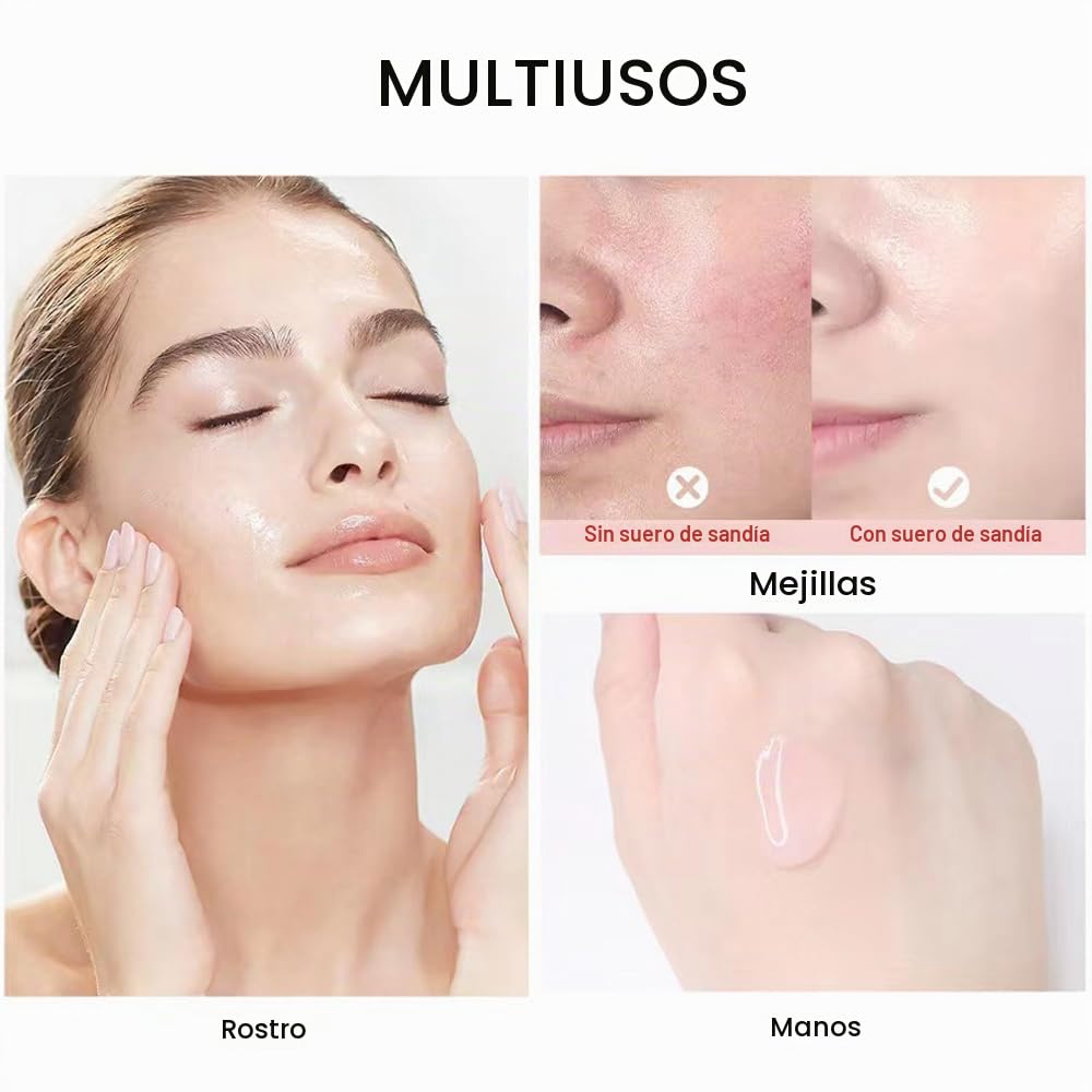 SÉRUM HIDRATANTE DE NIACINAMIDA DE SANDÍA PARA EL CUIDADO DE LA PIEL DE LA CARA, HIDRATA E ILUMINA CON ÁCIDO HIALURÓNICO, - 5