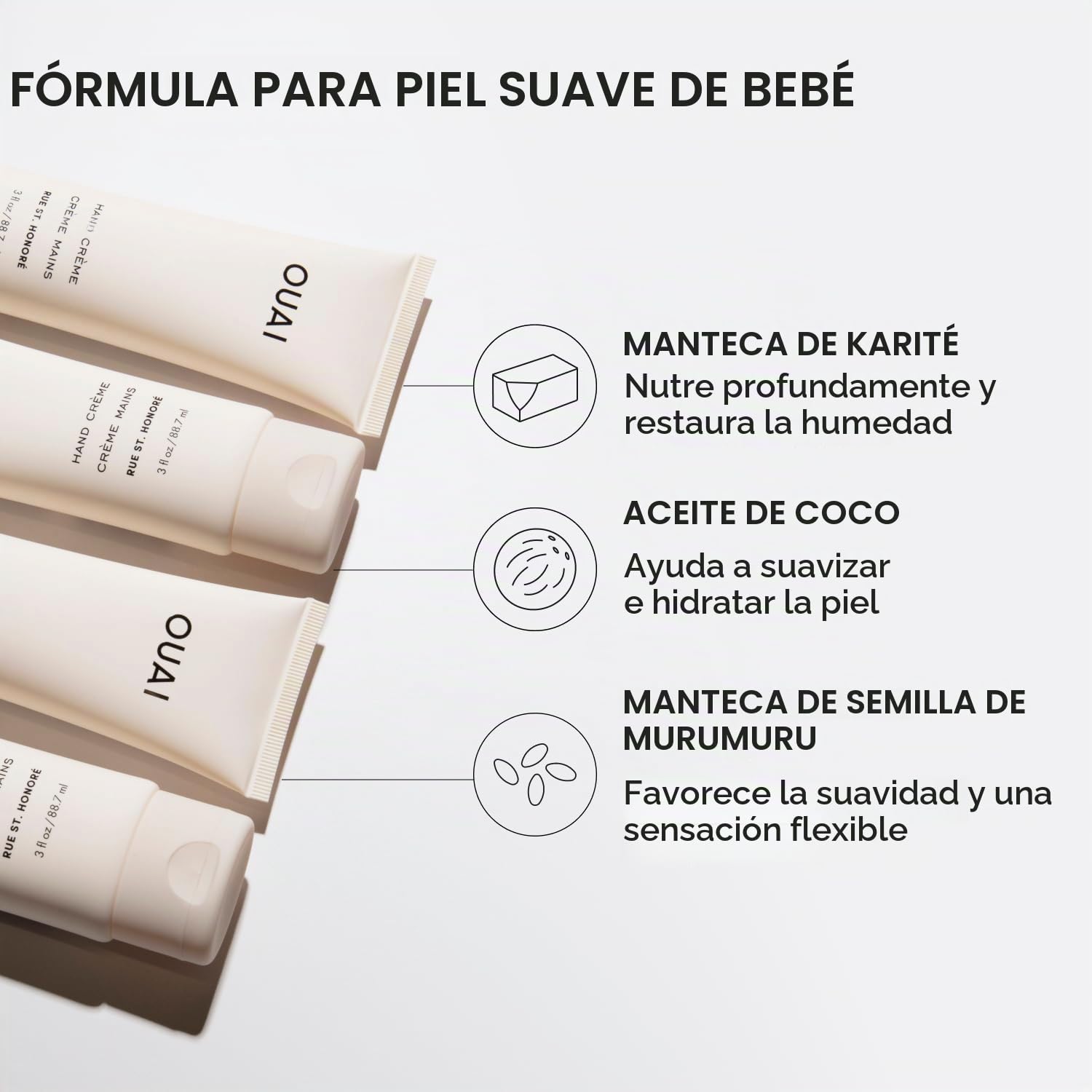 OUAI CREMA DE MANOS BÁLSAMO GRUESO Y CREMOSO CON ACEITE DE COCO, MANTEQUILLA DE MURUMURU Y MANTECA DE KARITÉ HIDRATANTE - 4