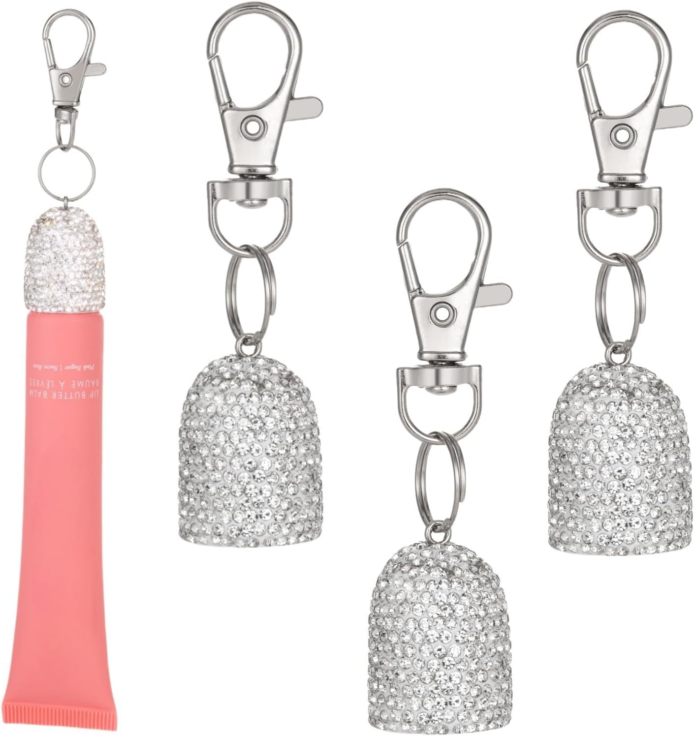 3 UNIDS BĂLSAMO LABIAL REPARADOR LLAVERO HOLDER BLING BRILLO LABIAL LLAVERO CAP PORTABLE LIPGLOSS CASE - 1