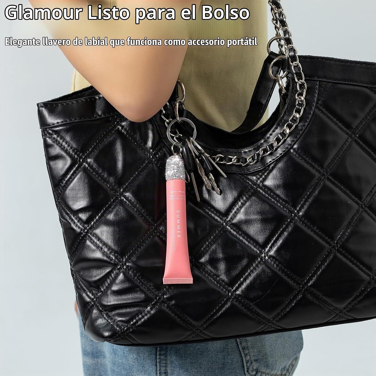 3 UNIDS BĂLSAMO LABIAL REPARADOR LLAVERO HOLDER BLING BRILLO LABIAL LLAVERO CAP PORTABLE LIPGLOSS CASE - 2