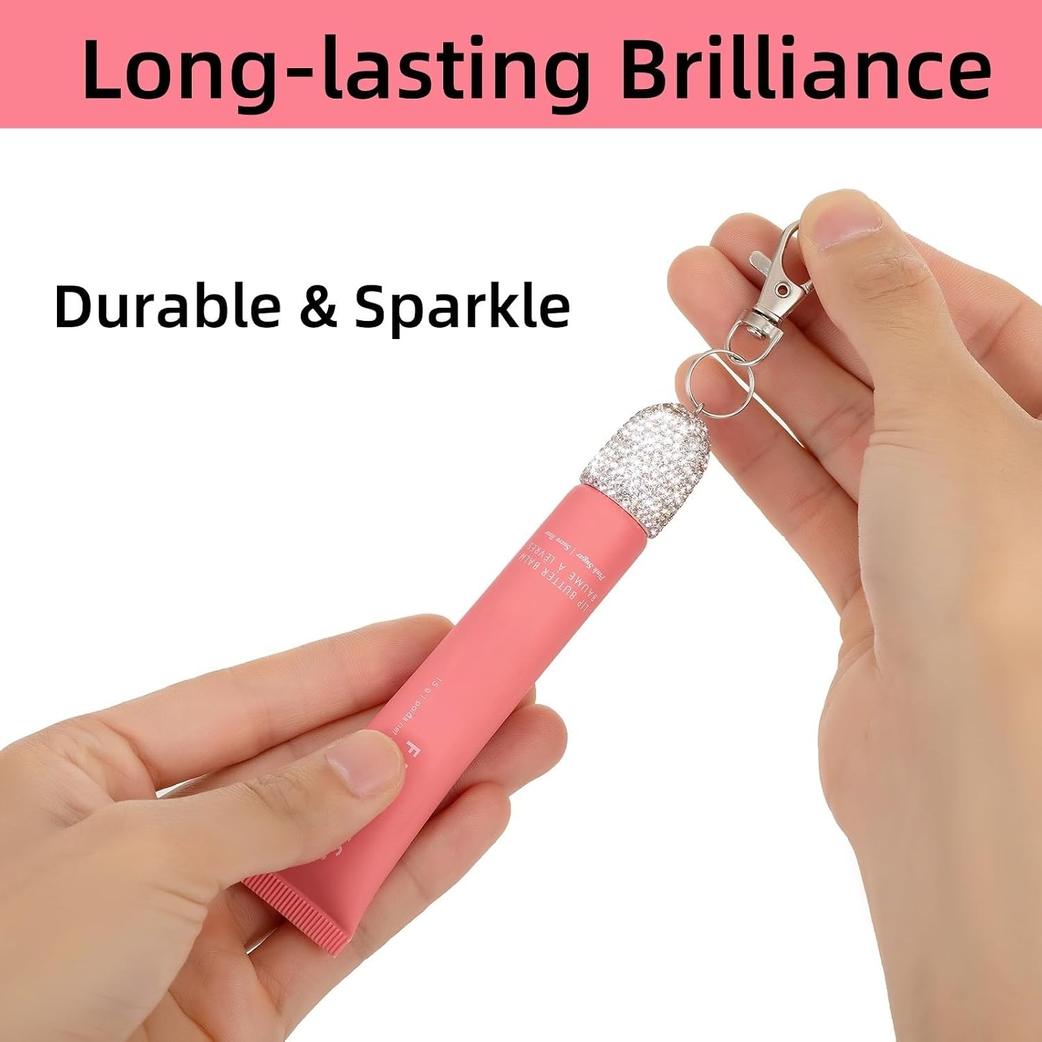3 UNIDS BĂLSAMO LABIAL REPARADOR LLAVERO HOLDER BLING BRILLO LABIAL LLAVERO CAP PORTABLE LIPGLOSS CASE - 5