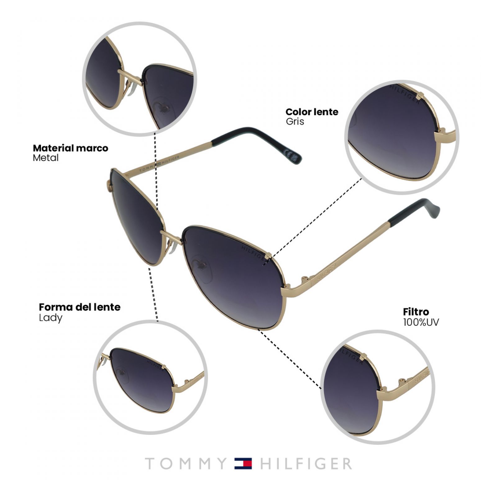 LENTES DE SOL TOMMY HILFIGER X60035 MUJER PROTECCIÓN UV - 3