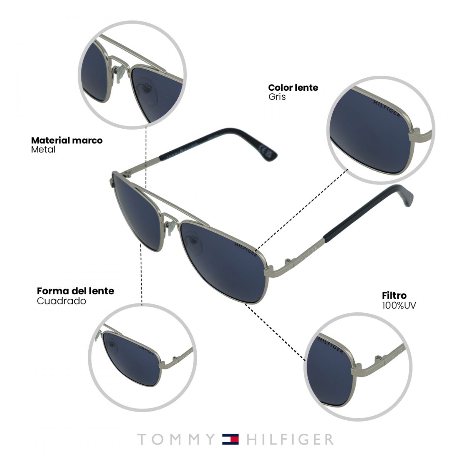 LENTES DE SOL TOMMY HILFIGER X67112 OUTLOOK HOMBRE PROTECCIÓN UV - 5