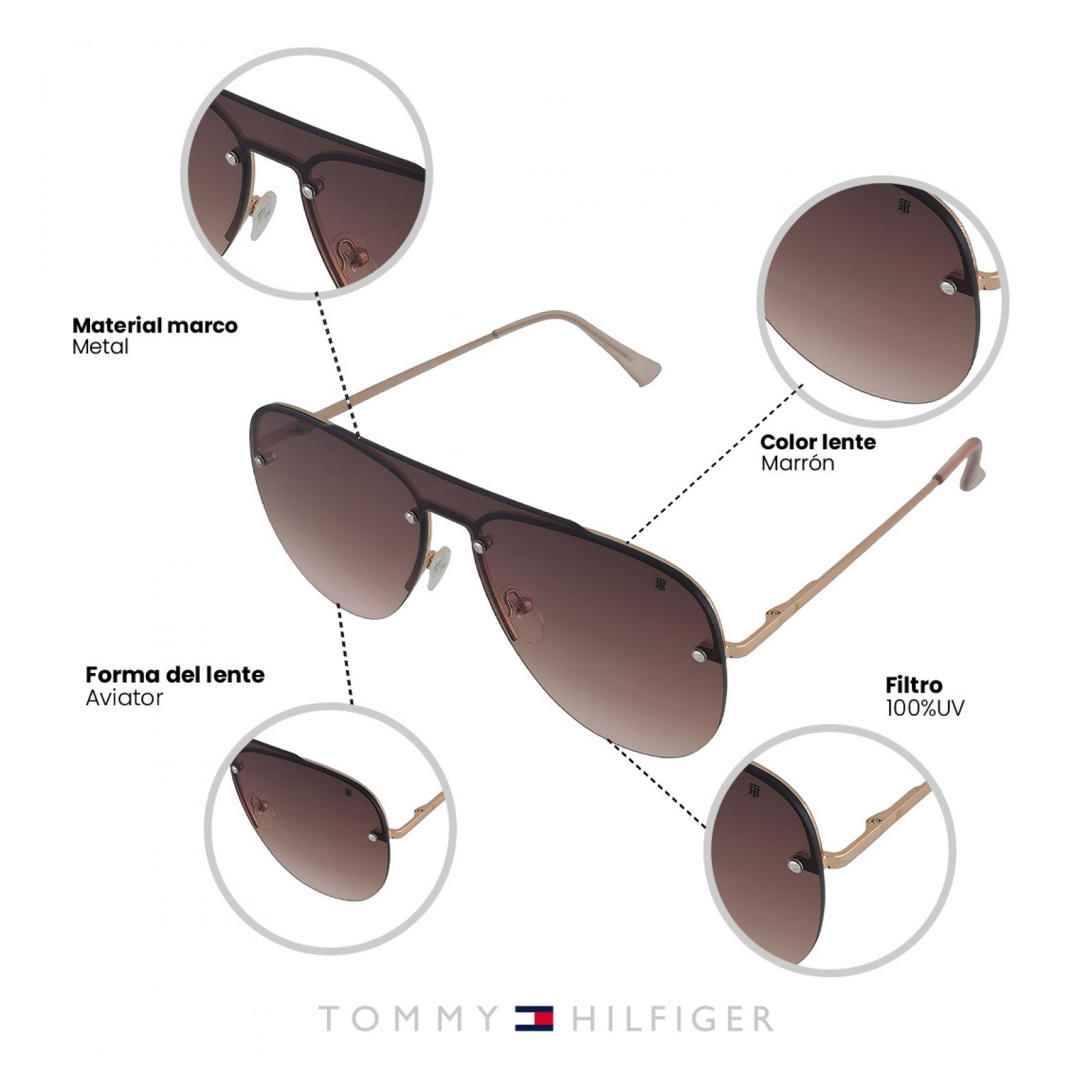 LENTES DE SOL TOMMY HILFIGER X60071 MUJER PROTECCIÓN UV - 4