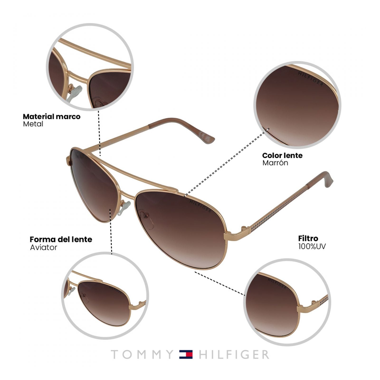 LENTES DE SOL TOMMY HILFIGER X60100 OUTLOOK MUJER PROTECCIÓN UV - 5