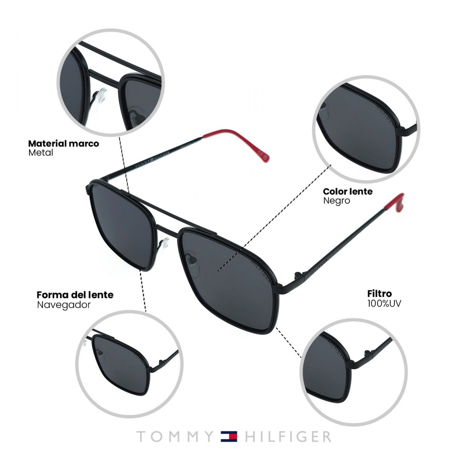 LENTES DE SOL TOMMY HILFIGER X62071 HOMBRE PROTECCIÓN UV - 4