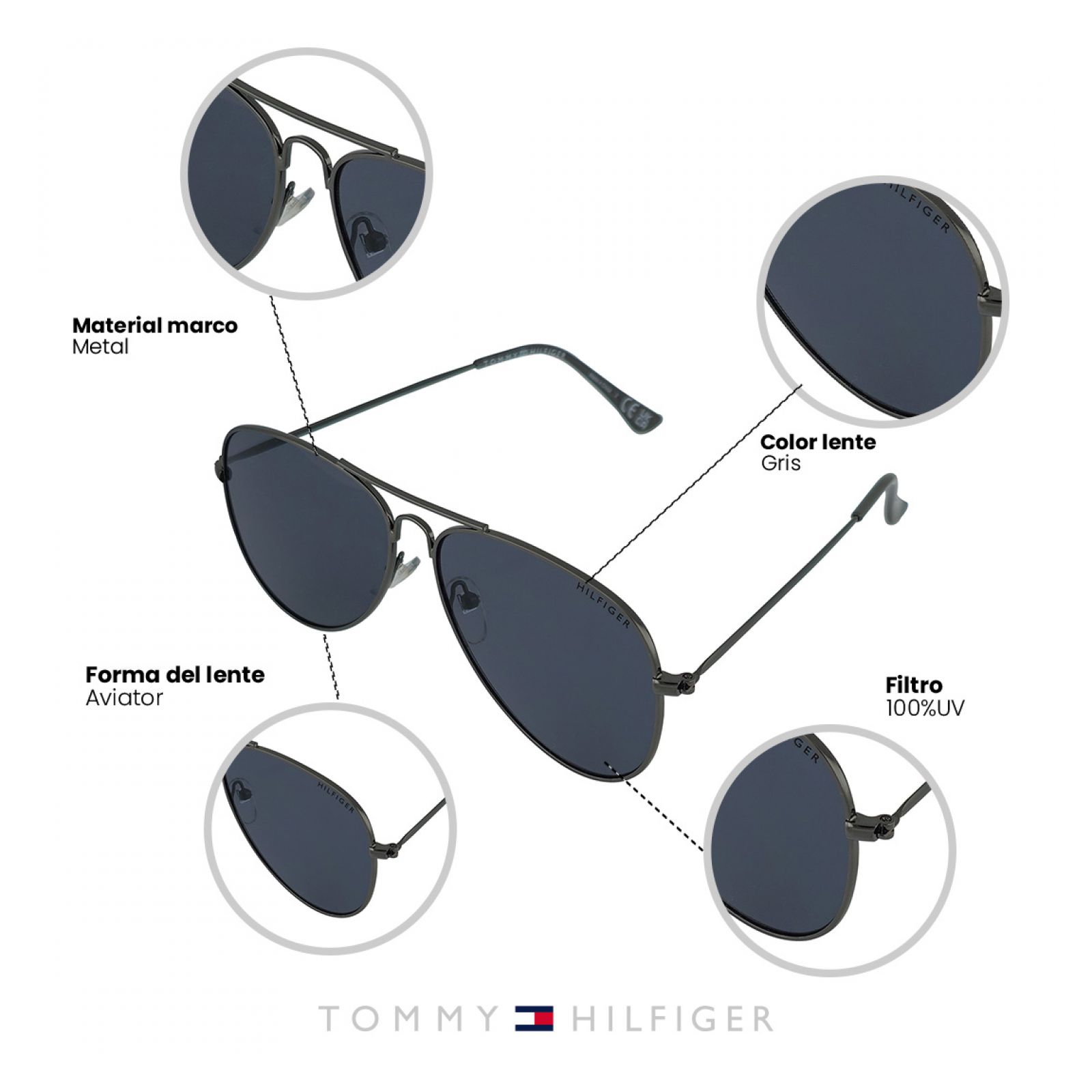LENTES DE SOL TOMMY HILFIGER X67110 HOMBRE PROTECCIÓN UV - 5