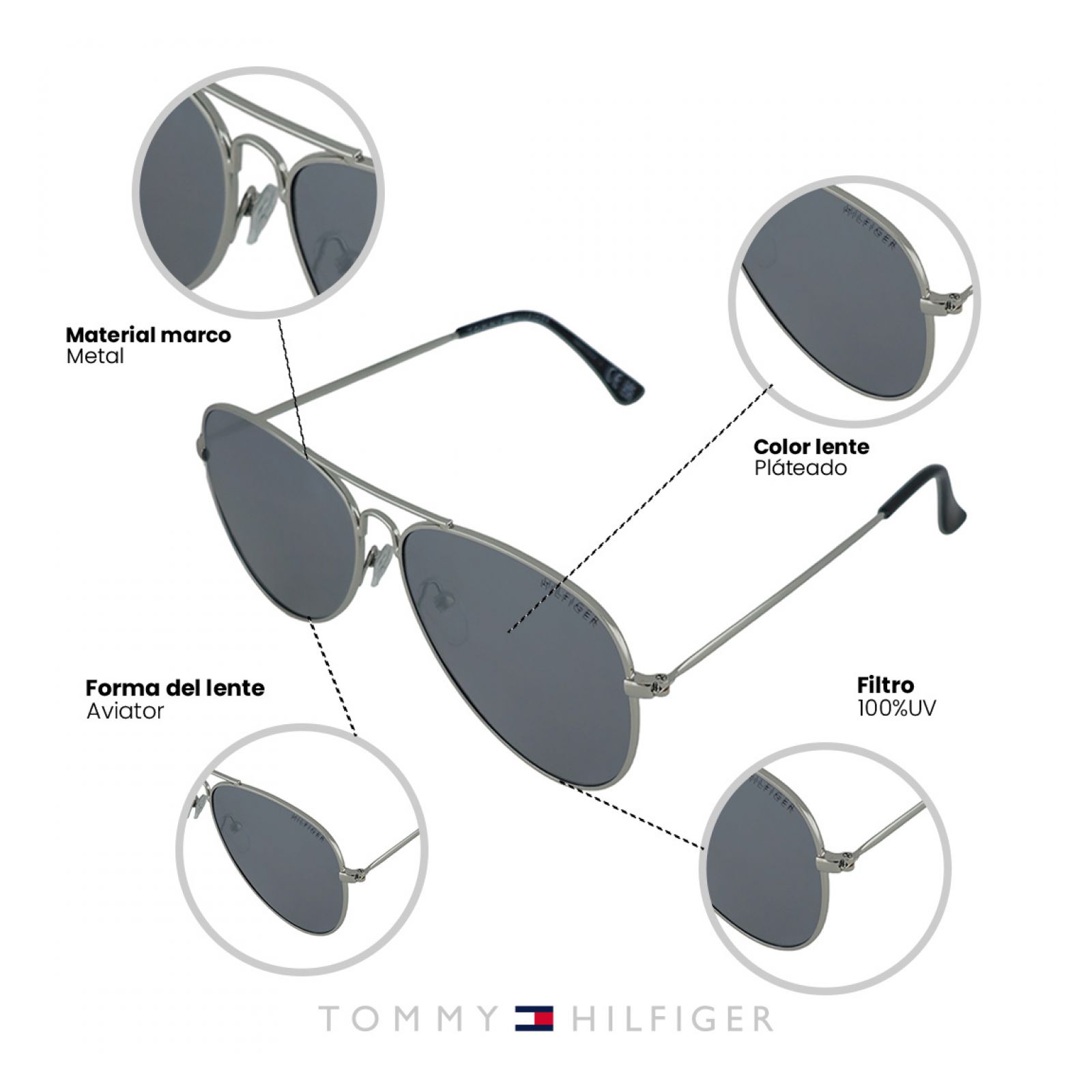 LENTES DE SOL TOMMY HILFIGER X67109 HOMBRE PROTECCIÓN UV - 6