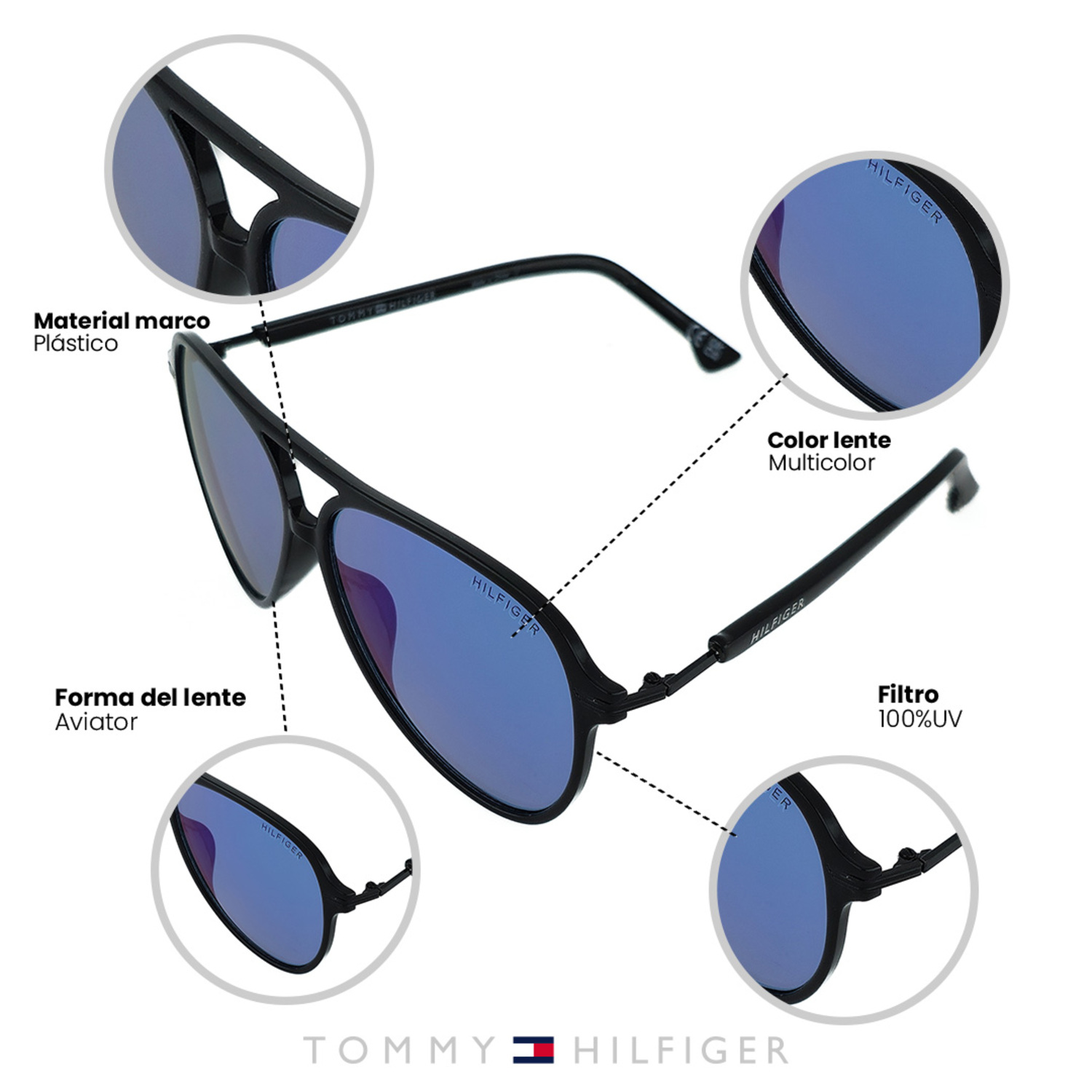 LENTES DE SOL TOMMY HILFIGER OUTLOOK X62057 HOMBRE PROTECCIÓN UV - 8