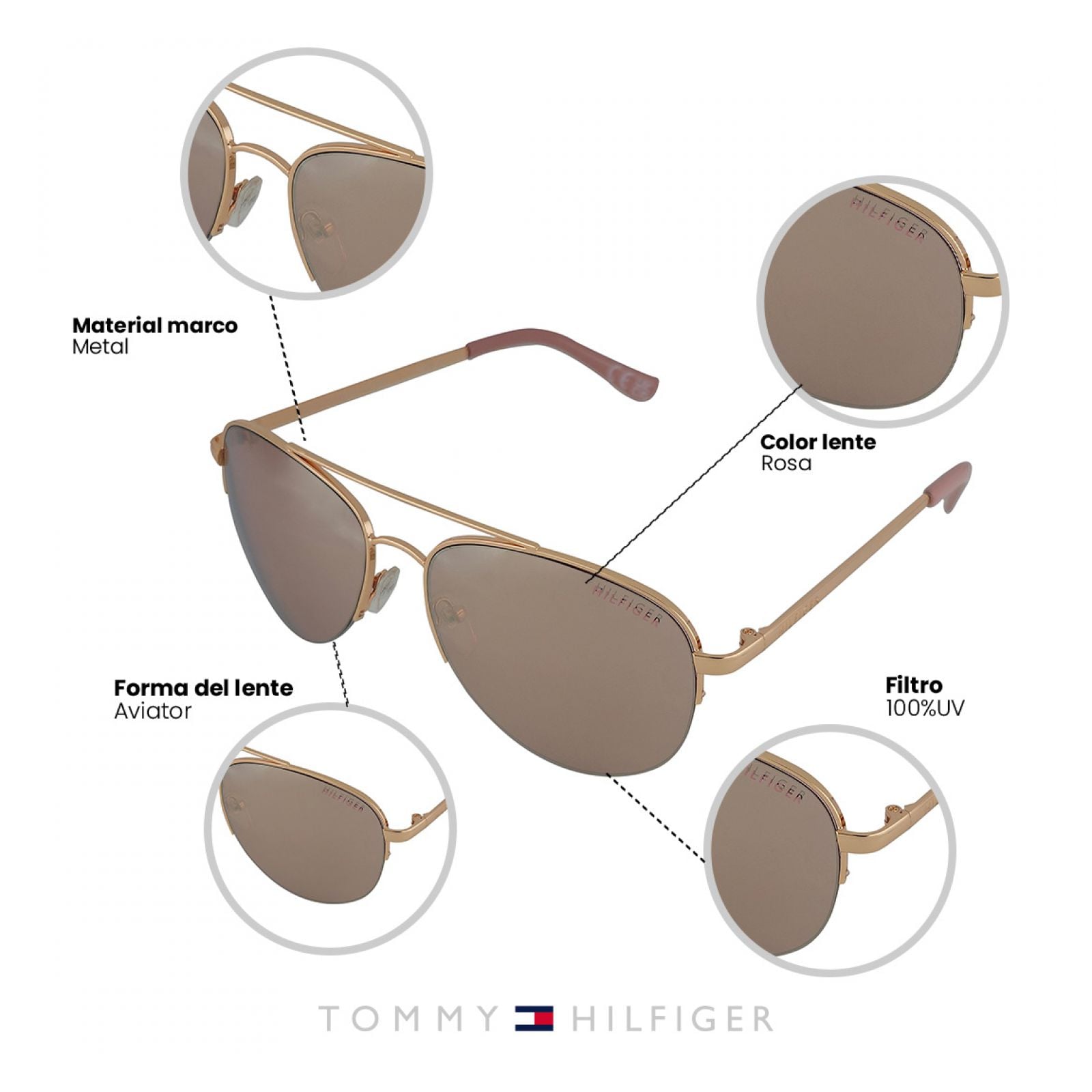 LENTES DE SOL TOMMY HILFIGER X60040 MUJER PROTECCIÓN UV - 4