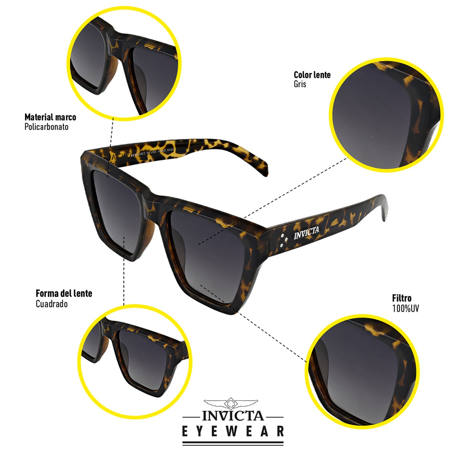 LENTES DE SOL INVICTA I37277-WIL-40-G03 HOMBRE/MUJER PROTECCIÓN UV - 4