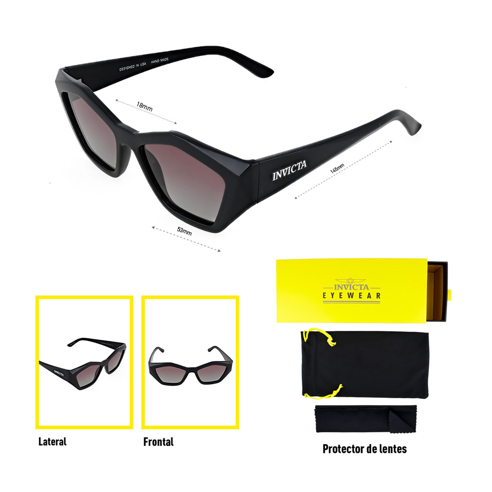 LENTES DE SOL INVICTA I31944-WIL-01-G07 HOMBRE/MUJER PROTECCIÓN UV - 5