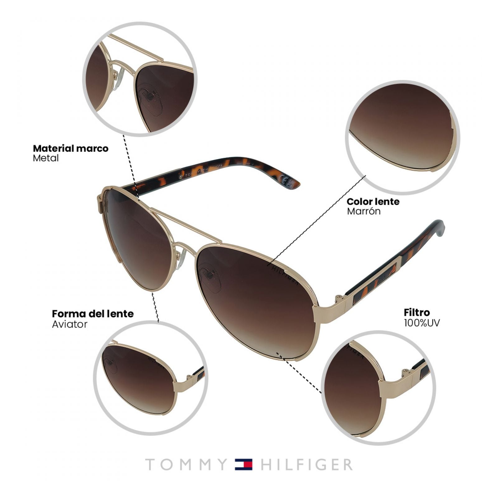 LENTES DE SOL TOMMY HILFIGER X67060 MUJER PROTECCIÓN UV - 4