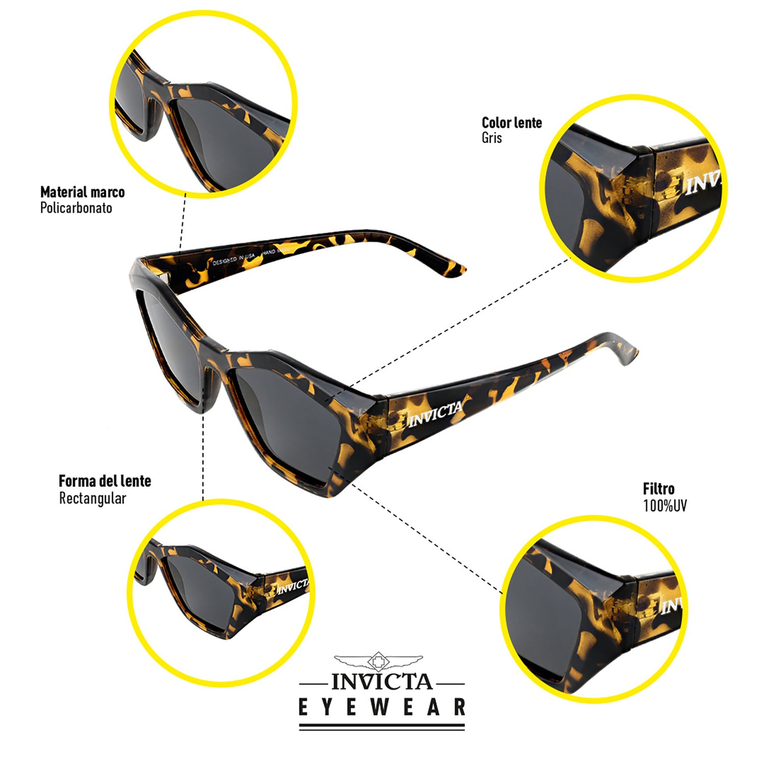LENTES DE SOL INVICTA I31944-WIL-40-P03 HOMBRE/MUJER PROTECCIÓN UV - 4