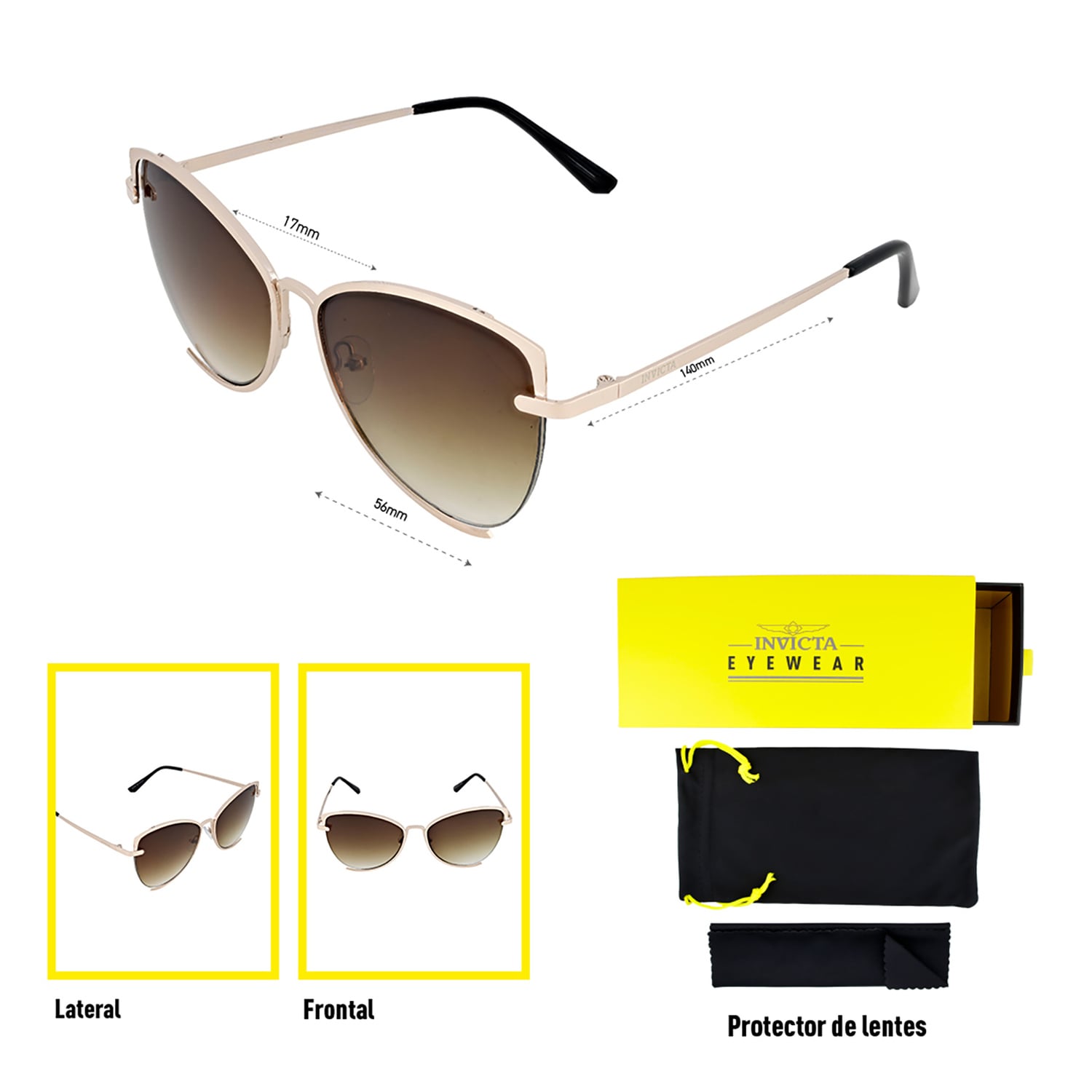 LENTES DE SOL INVICTA I37147-SPE-09-02 HOMBRE/MUJER PROTECCIÓN UV - 5