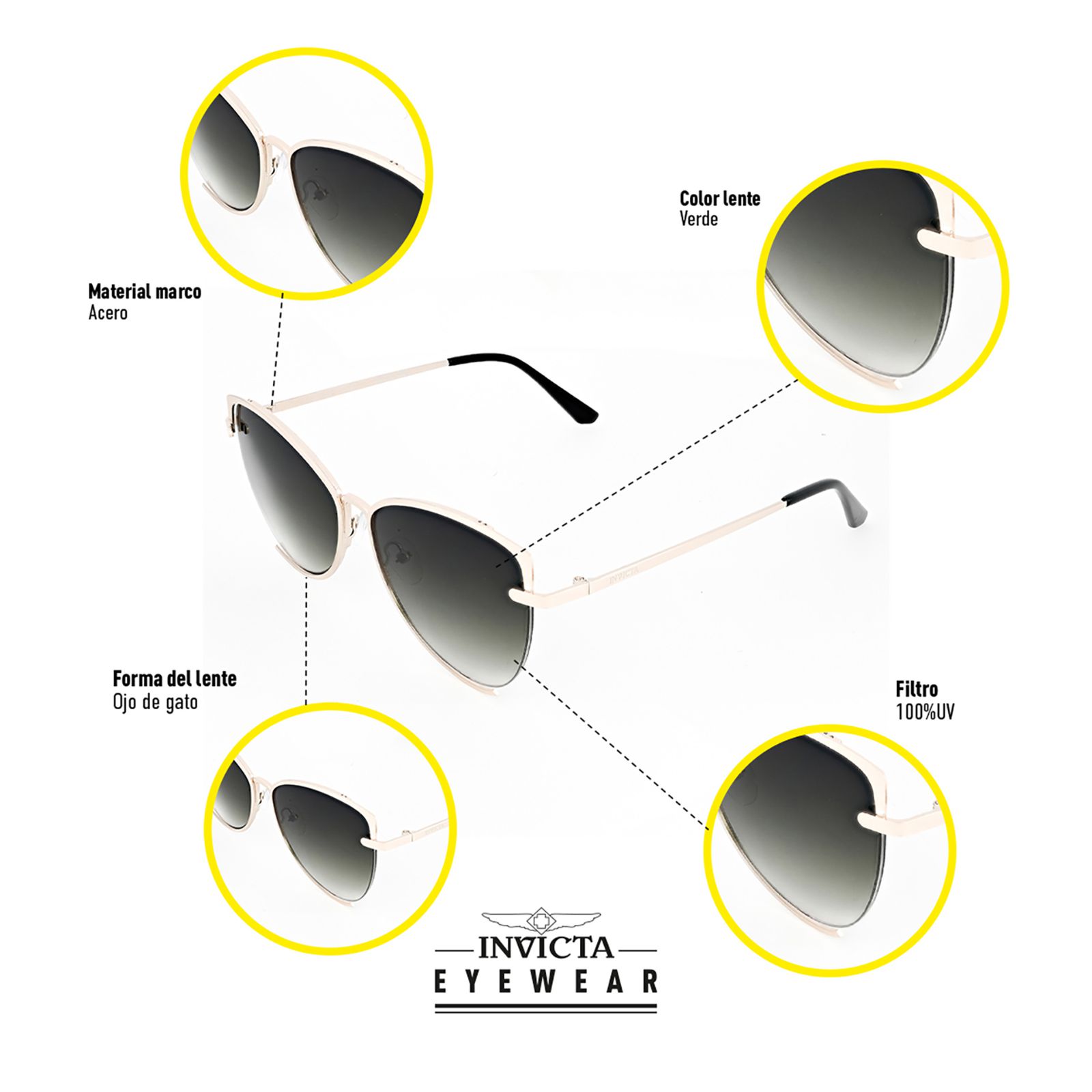LENTES DE SOL INVICTA I37147-SPE-09-03 HOMBRE/MUJER PROTECCIÓN UV - 4