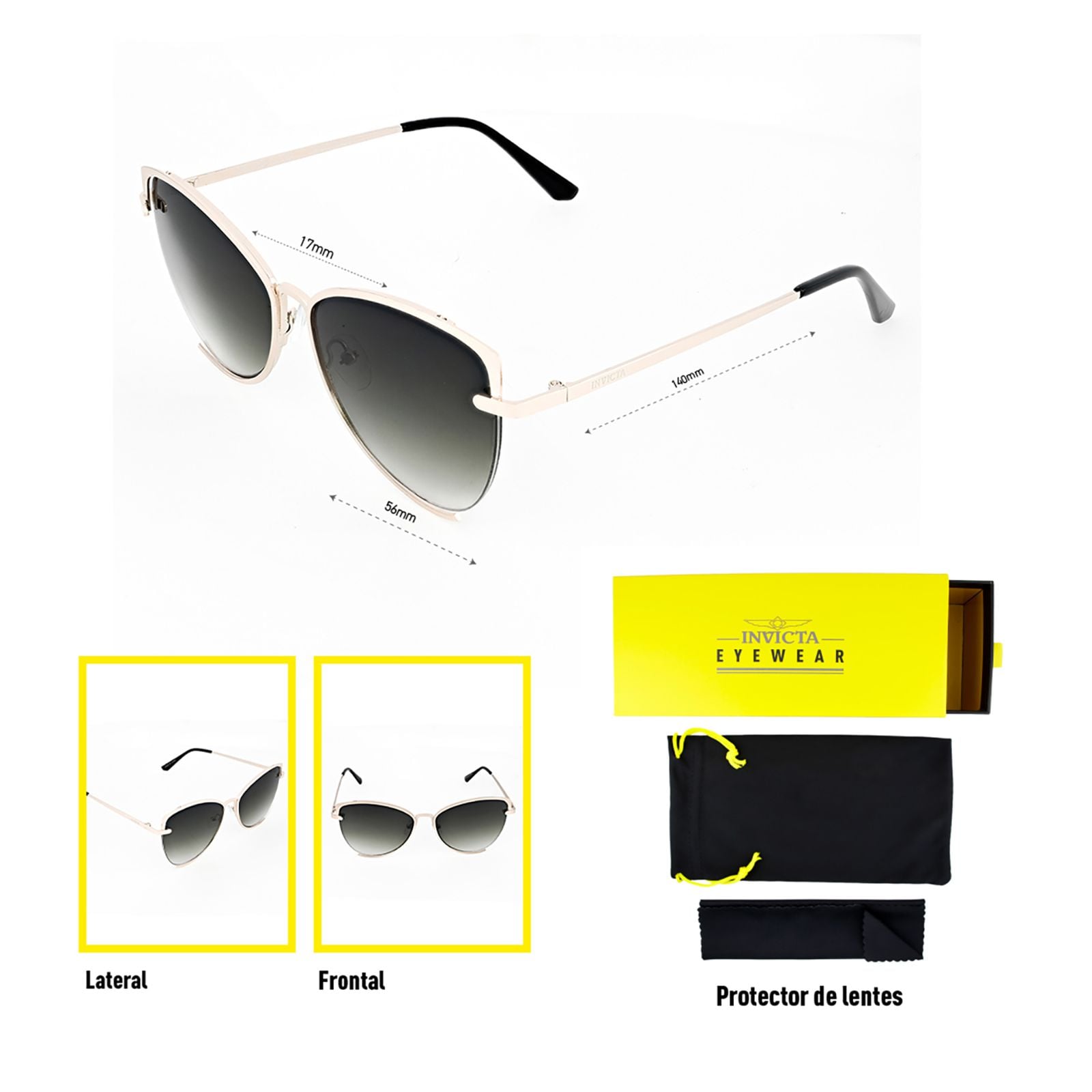LENTES DE SOL INVICTA I37147-SPE-09-03 HOMBRE/MUJER PROTECCIÓN UV - 5