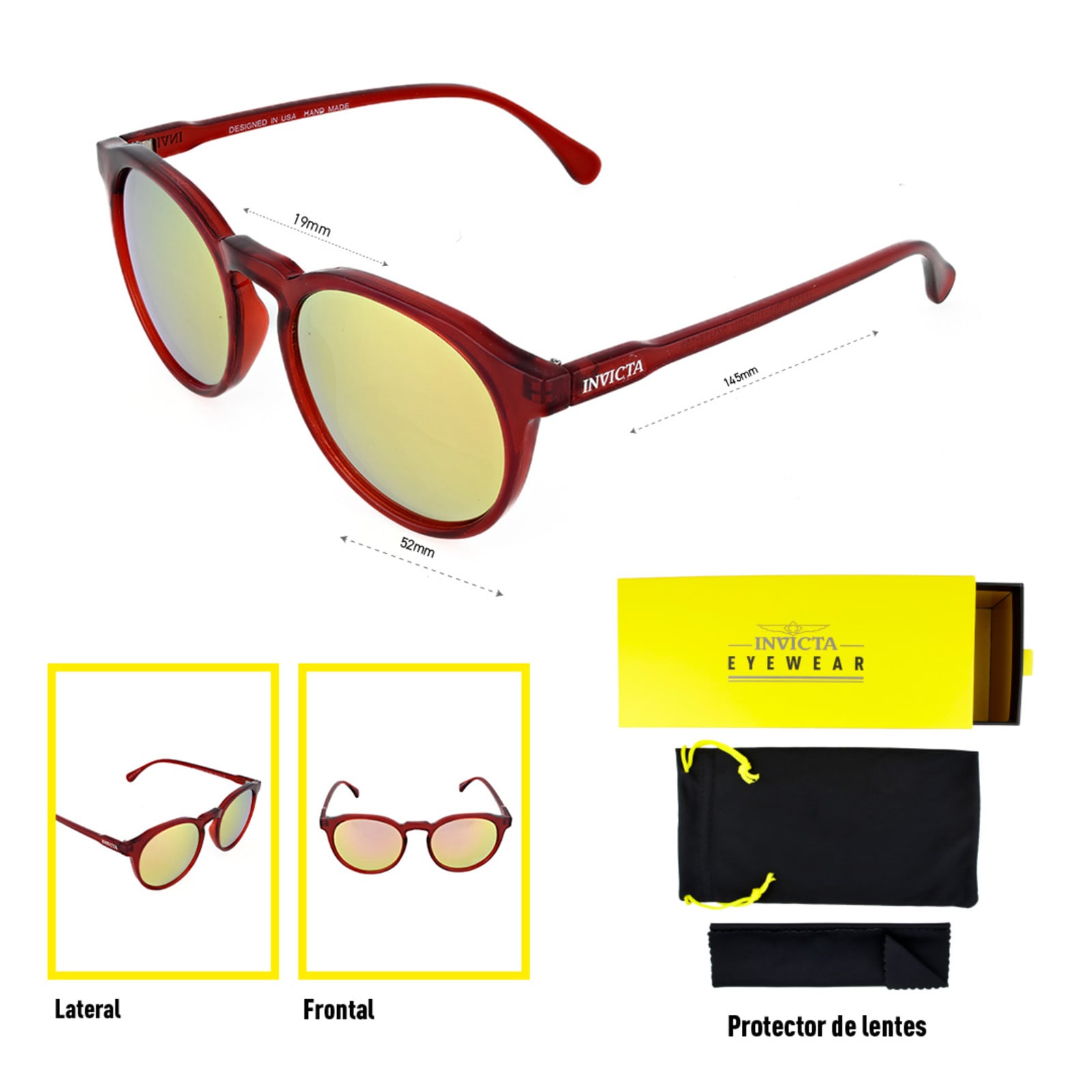 LENTES DE SOL INVICTA I44223-DNA-T04-M07 HOMBRE/MUJER PROTECCIÓN UV - 5