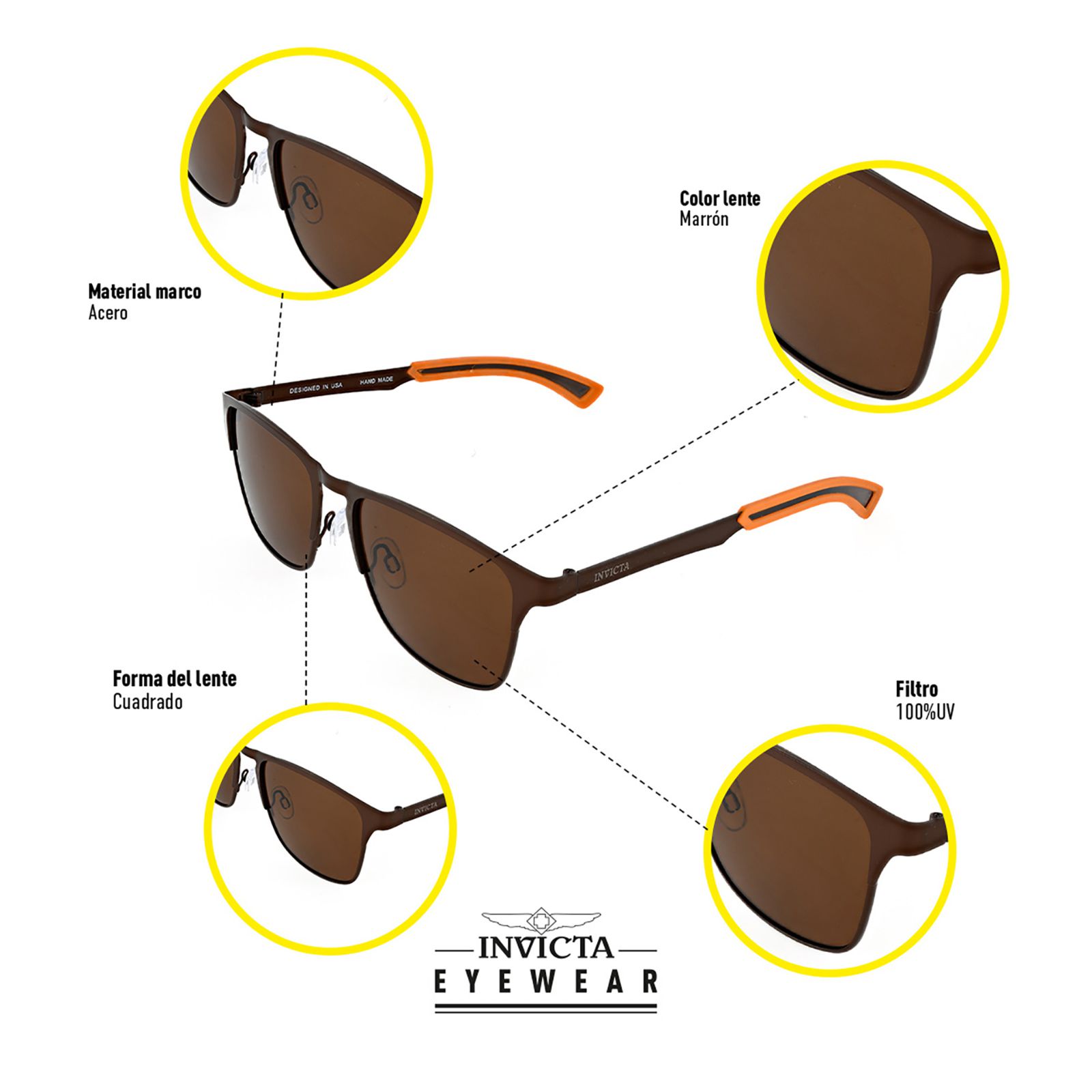 LENTES DE SOL INVICTA I22970-AVI-02-P02 HOMBRE/MUJER PROTECCIÓN UV - 4