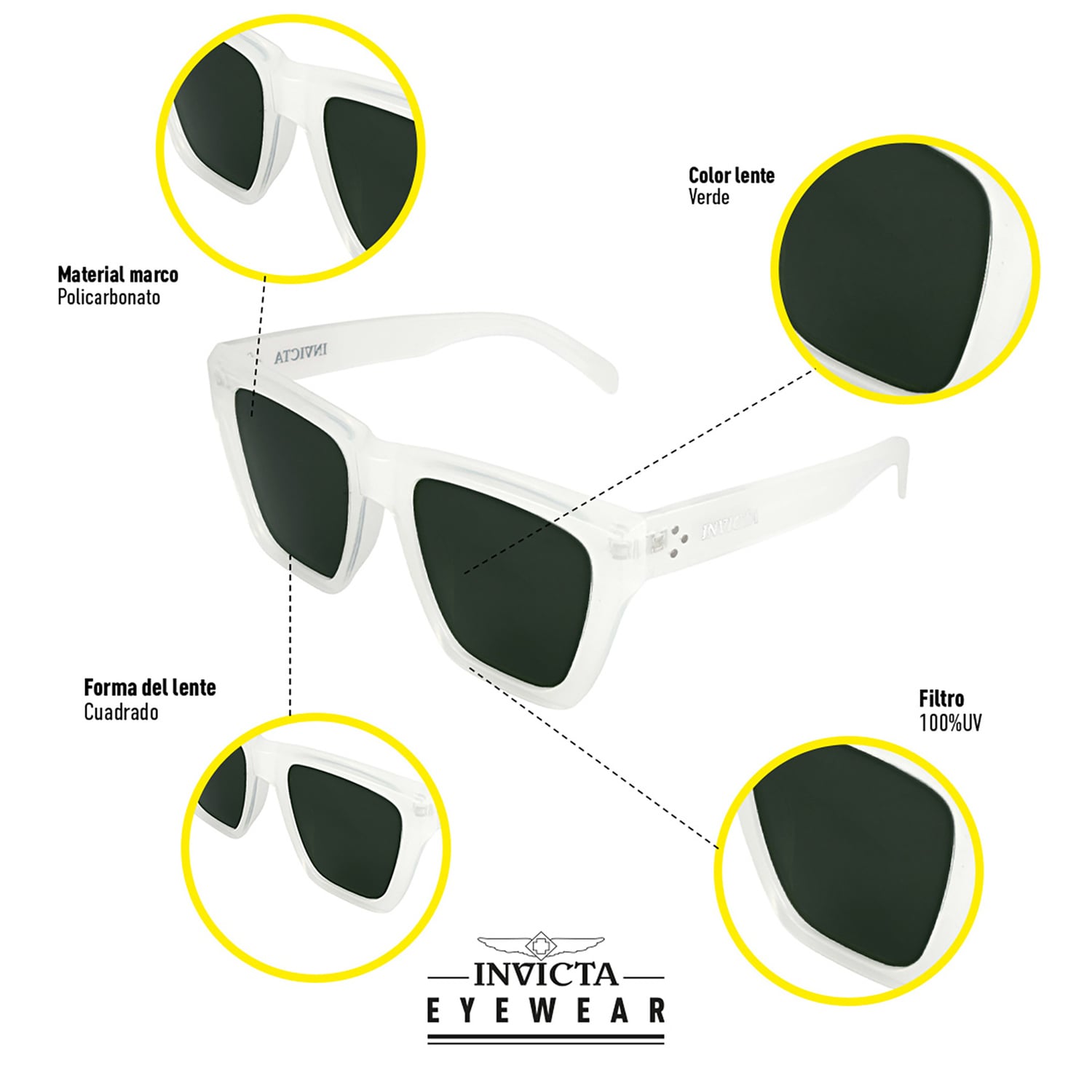 LENTES DE SOL INVICTA I37277-WIL-10-G15 HOMBRE/MUJER PROTECCIÓN UV - 4