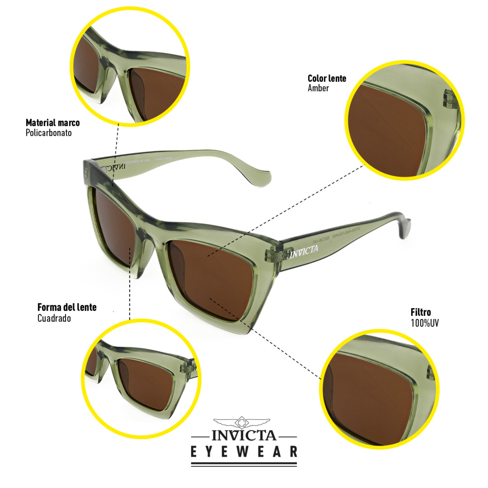 LENTES DE SOL INVICTA I21695-ANG-T05-P20 HOMBRE/MUJER PROTECCIÓN UV - 4