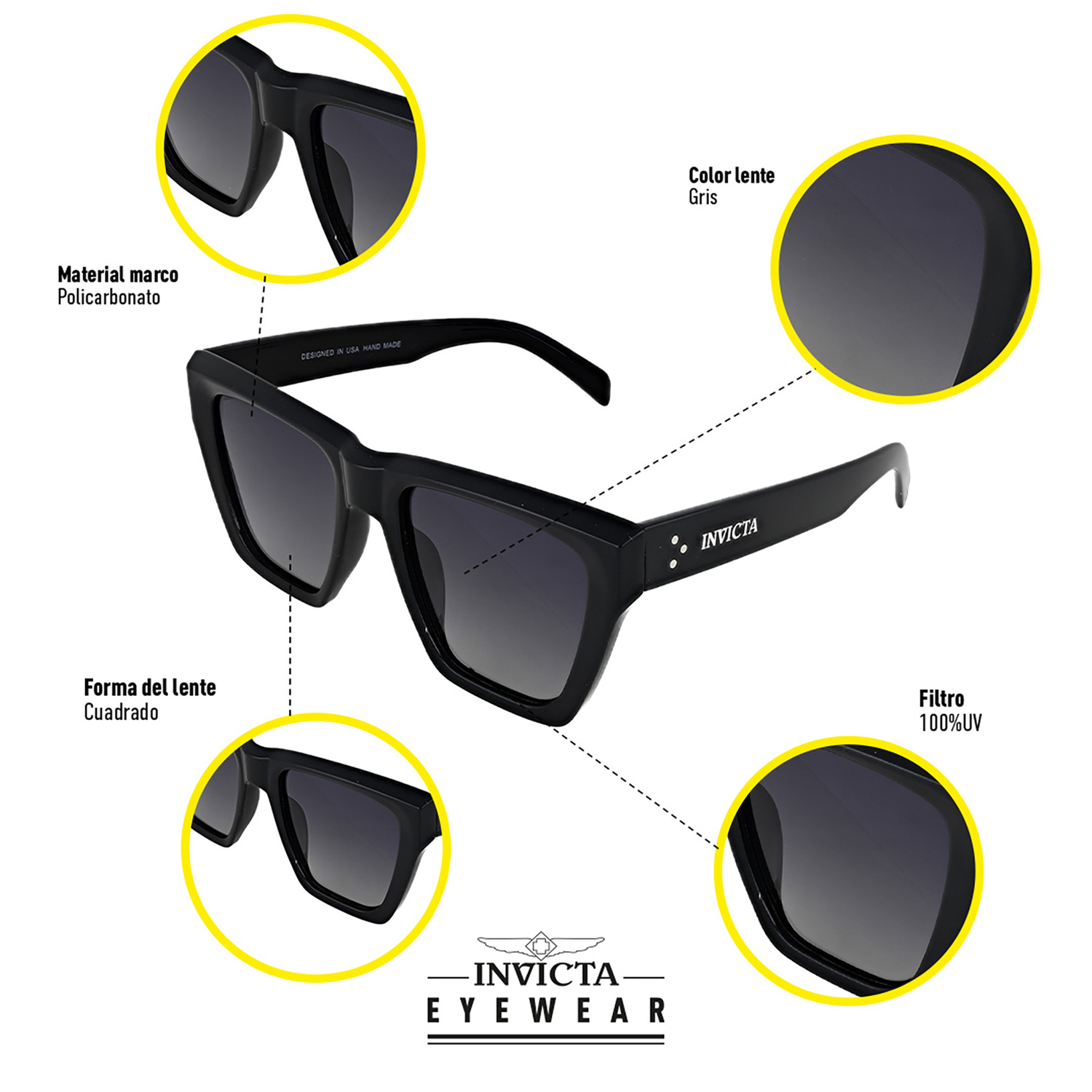 LENTES DE SOL INVICTA I31944-WIL-01-G0 HOMBRE/MUJER PROTECCIÓN UV - 4