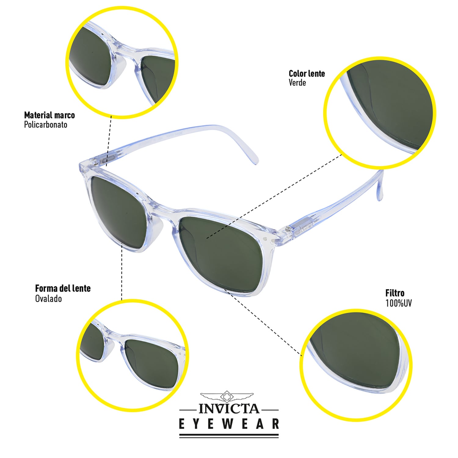 LENTES DE SOL INVICTA I0932-SUB-T06-G15 HOMBRE/MUJER PROTECCIÓN UV - 4