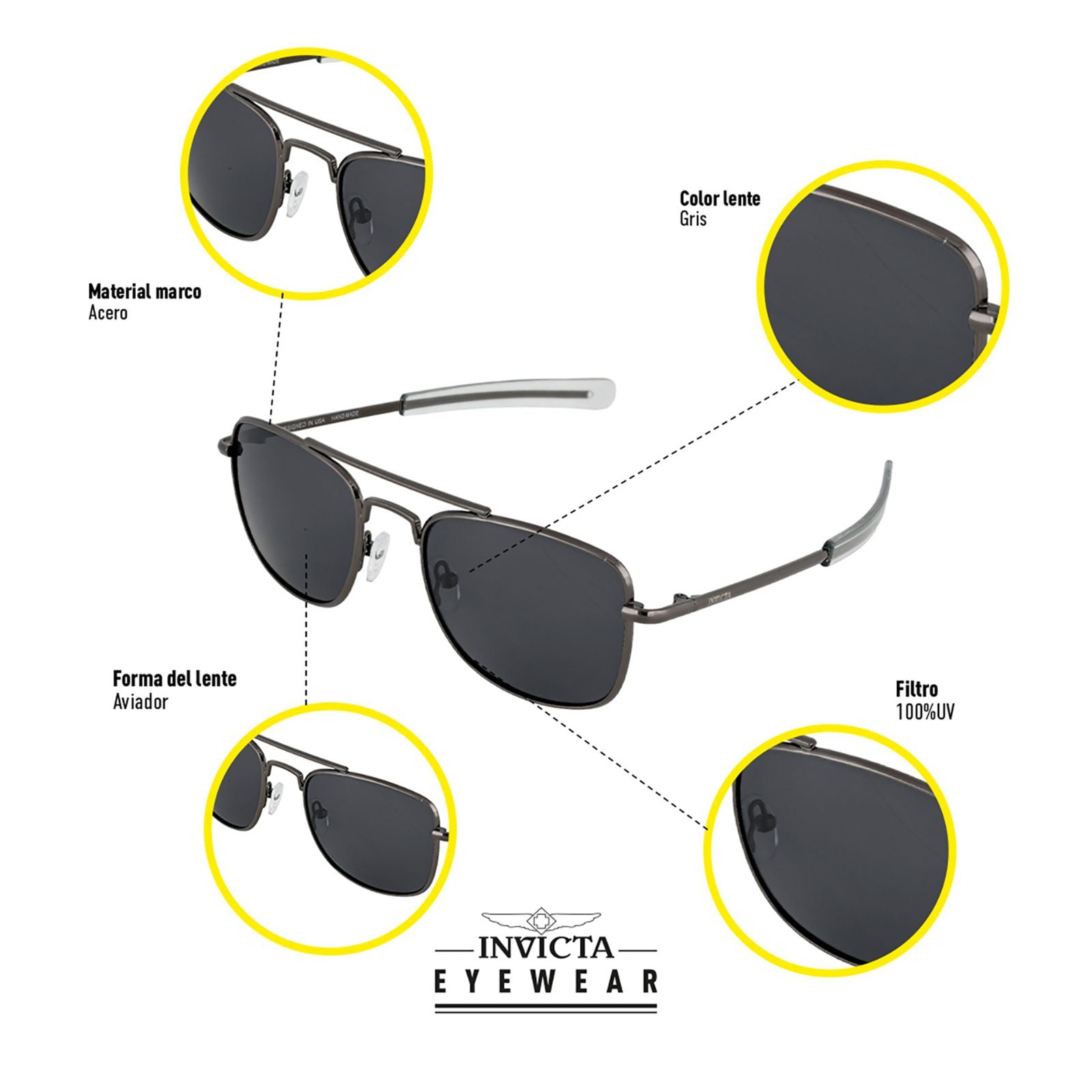 LENTES DE SOL INVICTA I39272-AVI-01-P03 HOMBRE/MUJER PROTECCIÓN UV - 4