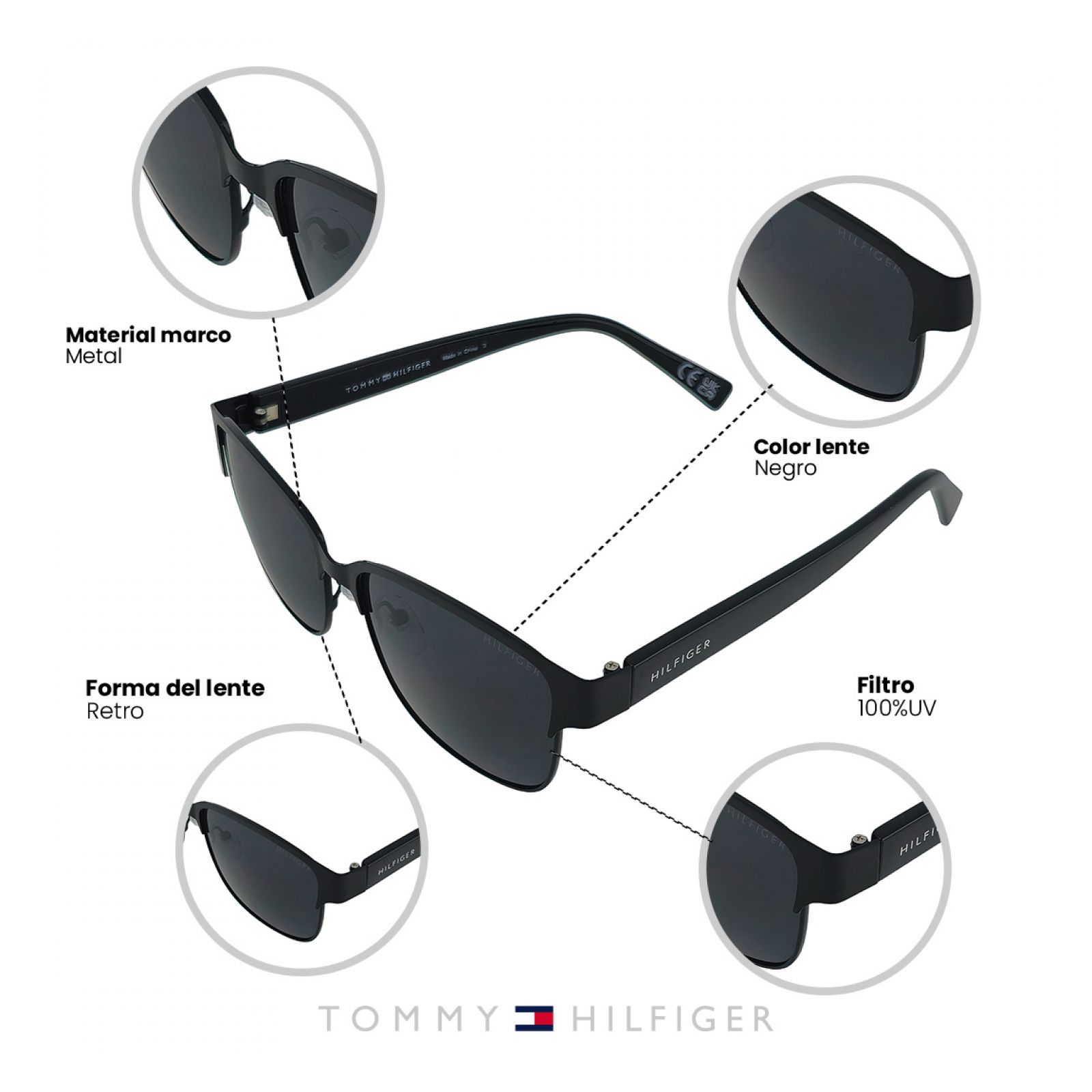 LENTES DE SOL TOMMY HILFIGER X62030 HOMBRE PROTECCIÓN UV - 5