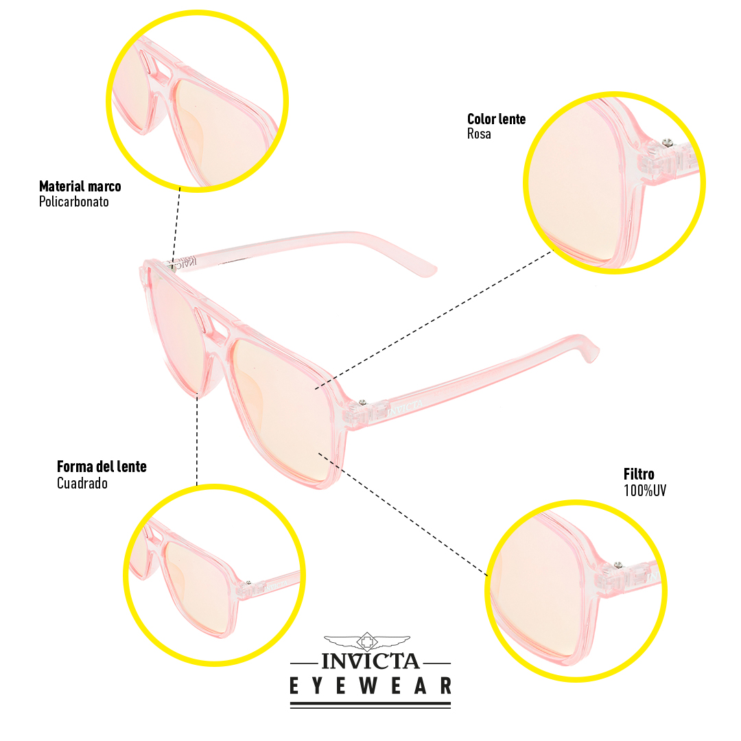 LENTES DE SOL INVICTA I16009-S1R-80-M80 HOMBRE/MUJER PROTECCIÓN UV - 4