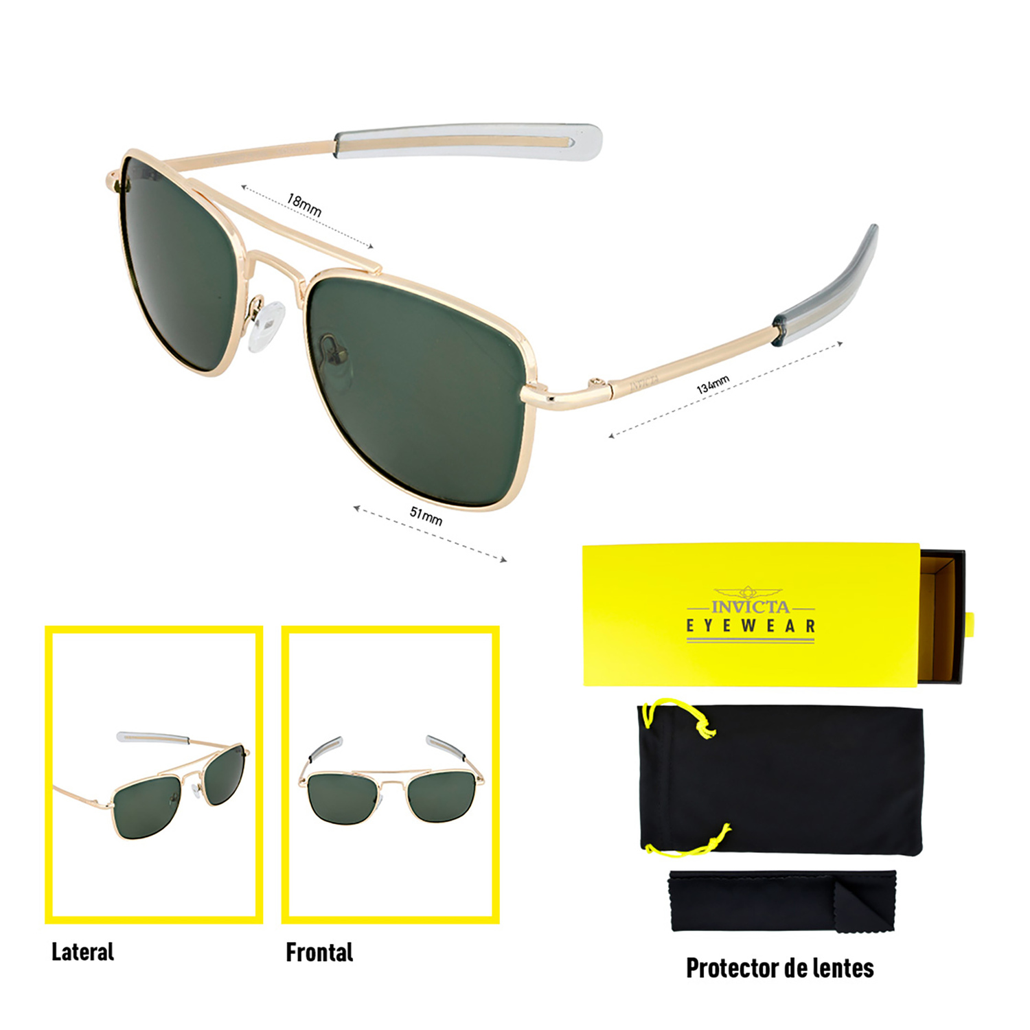 LENTES DE SOL INVICTA I39272-AVI-09-G15 HOMBRE/MUJER PROTECCIÓN UV - 5