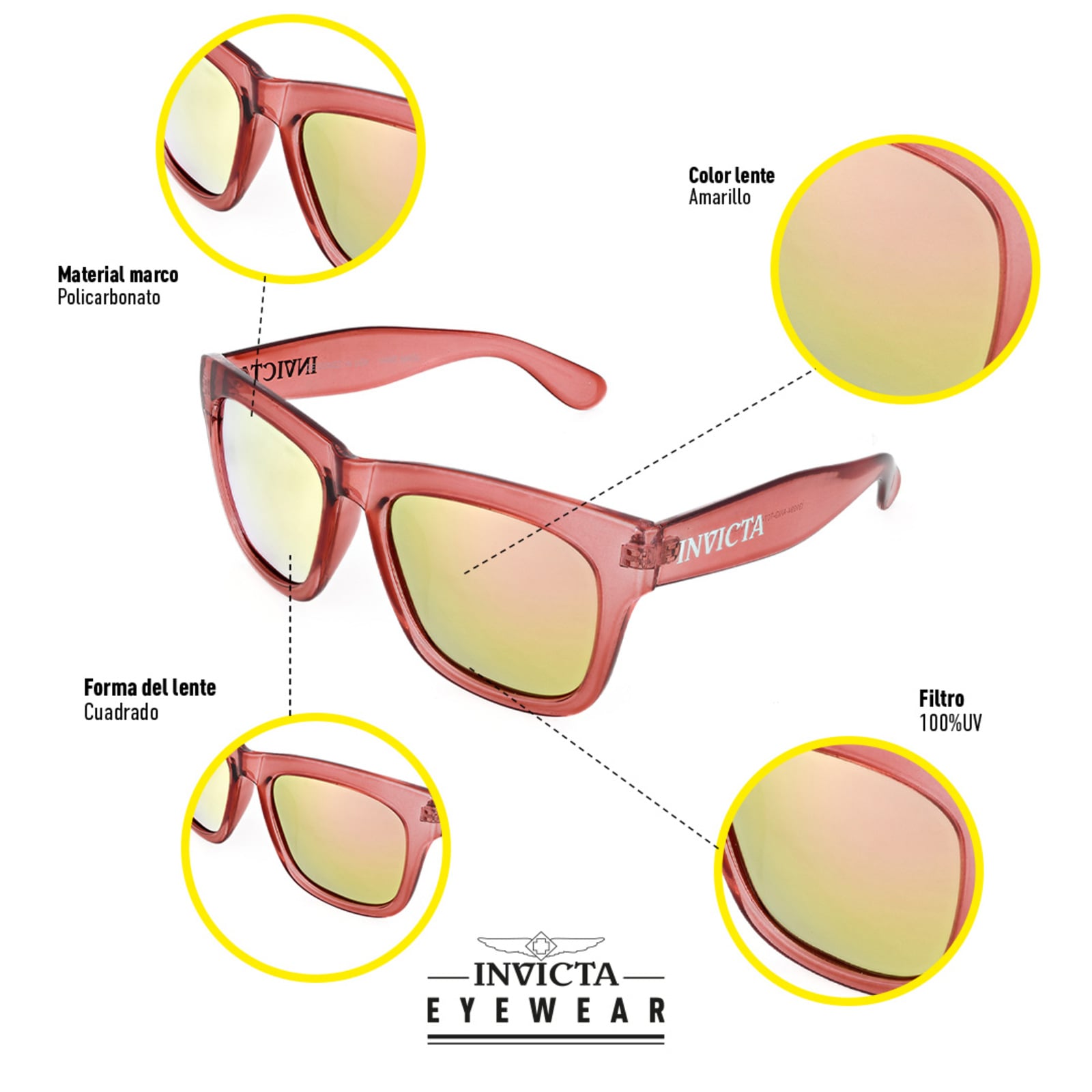 LENTES DE SOL INVICTA I31094-ANG-T07-M07 HOMBRE/MUJER PROTECCIÓN UV - 4