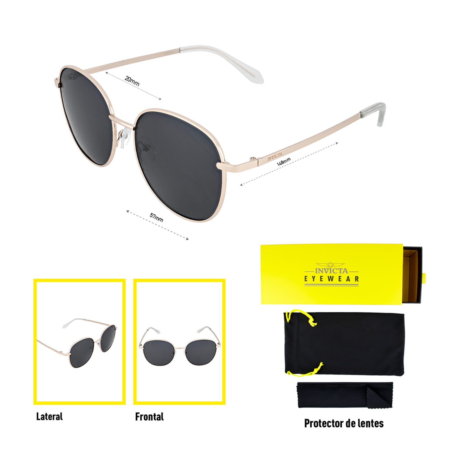 LENTES DE SOL INVICTA I40005-PRO-09-P03 HOMBRE/MUJER PROTECCIÓN UV - 5