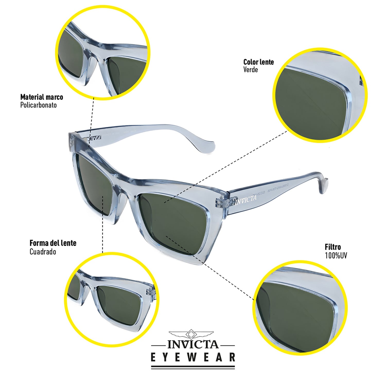 LENTES DE SOL INVICTA I21695-ANG-T06-P05 HOMBRE/MUJER PROTECCIÓN UV - 4