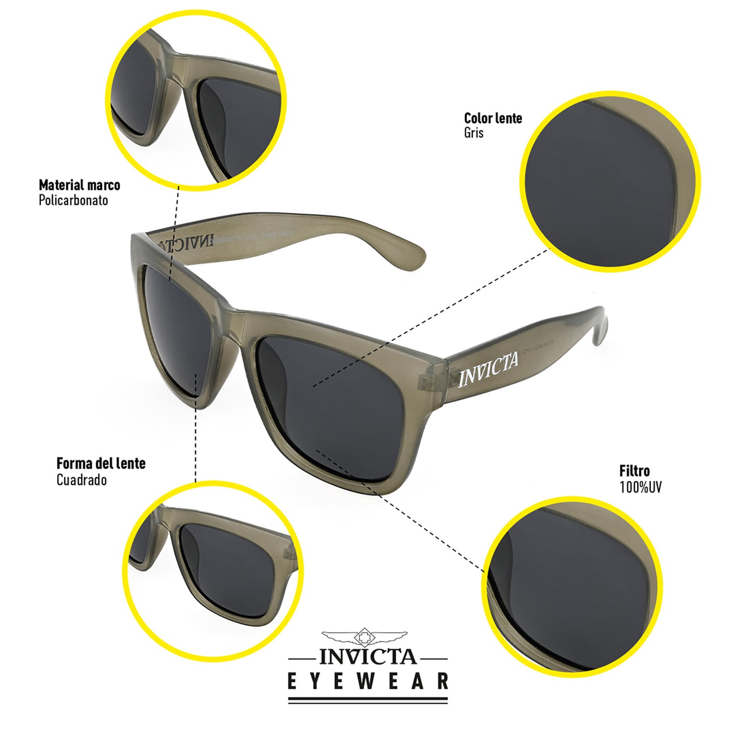 LENTES DE SOL INVICTA I31094-ANG-T11-P03 HOMBRE/MUJER PROTECCIÓN UV - 4