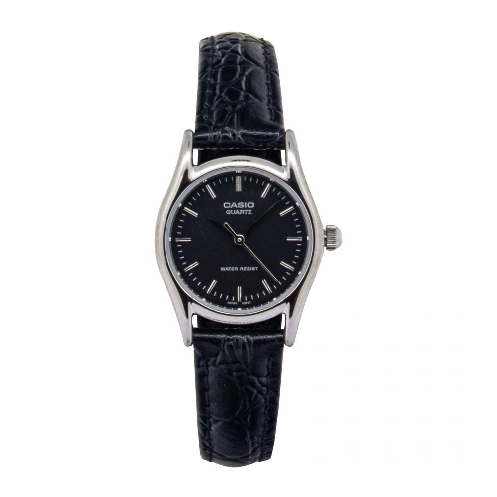 RELOJ CASIO LTP-1094E-1A PARA MUJER CUERO NEGRO - 1