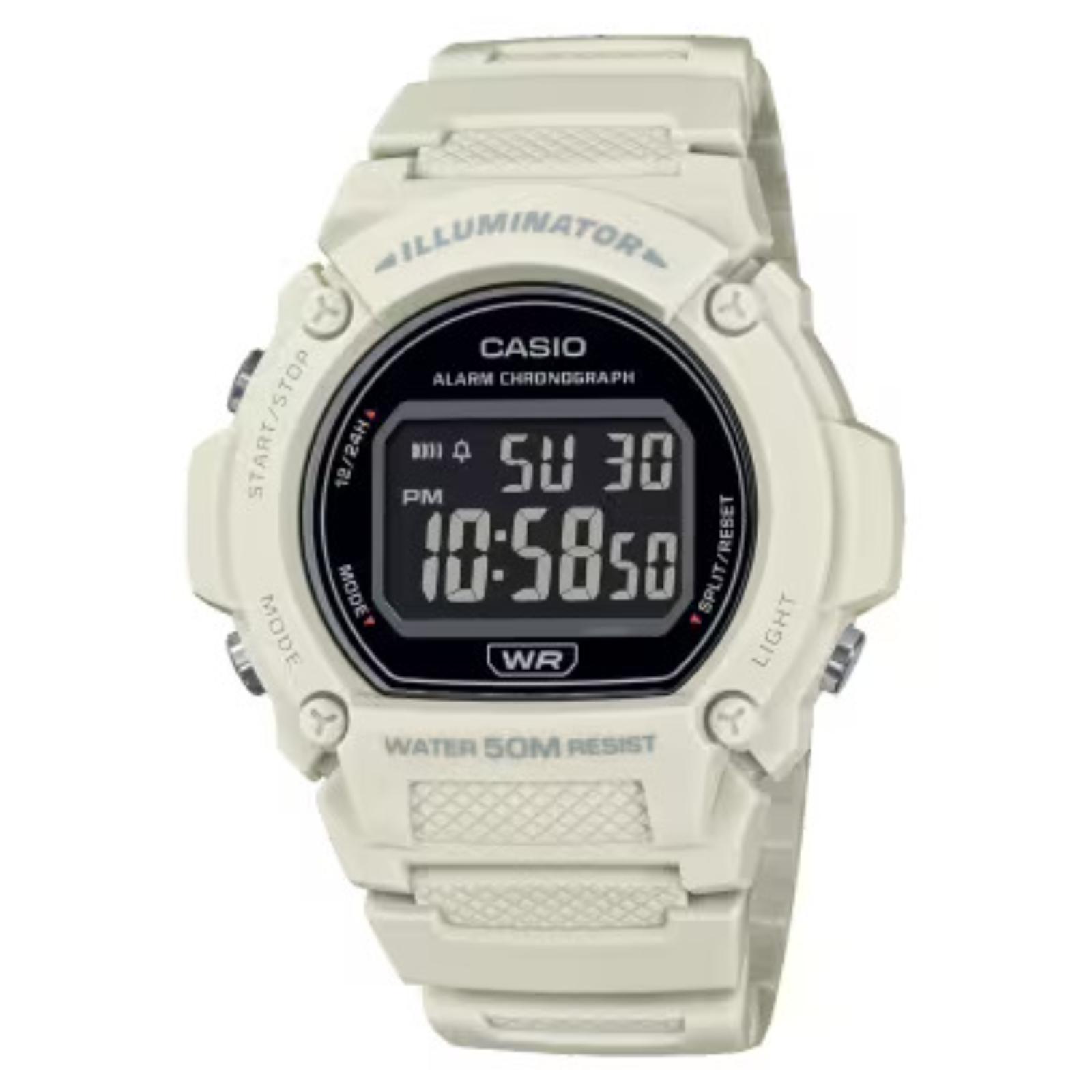 RELOJ CASIO W-219HC-8BV PARA HOMBRE SILICONA BLANCO - 1