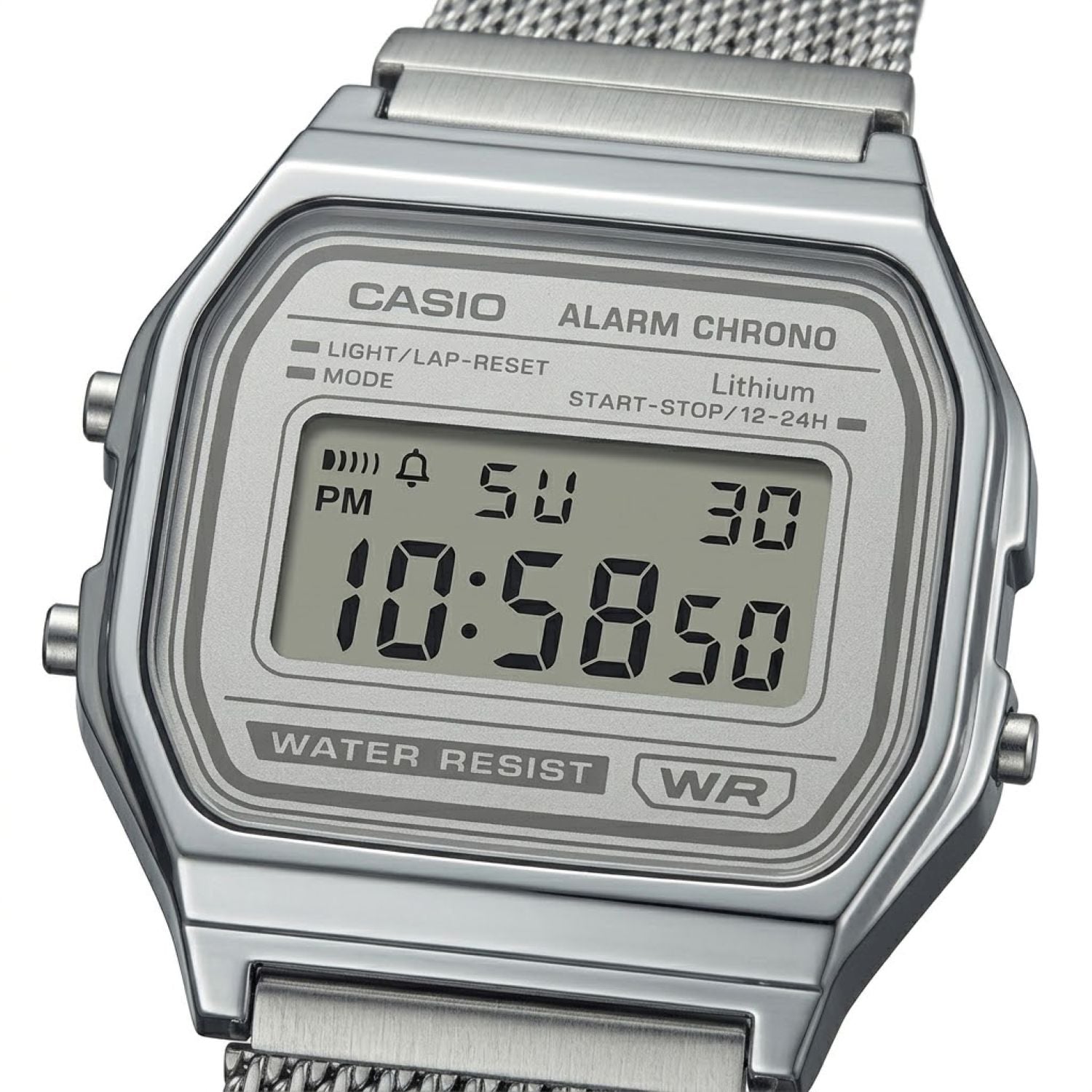RELOJ CASIO A158WEA-7DF PARA MUJER ACERO INOXIDABLE PLATEADO - 4
