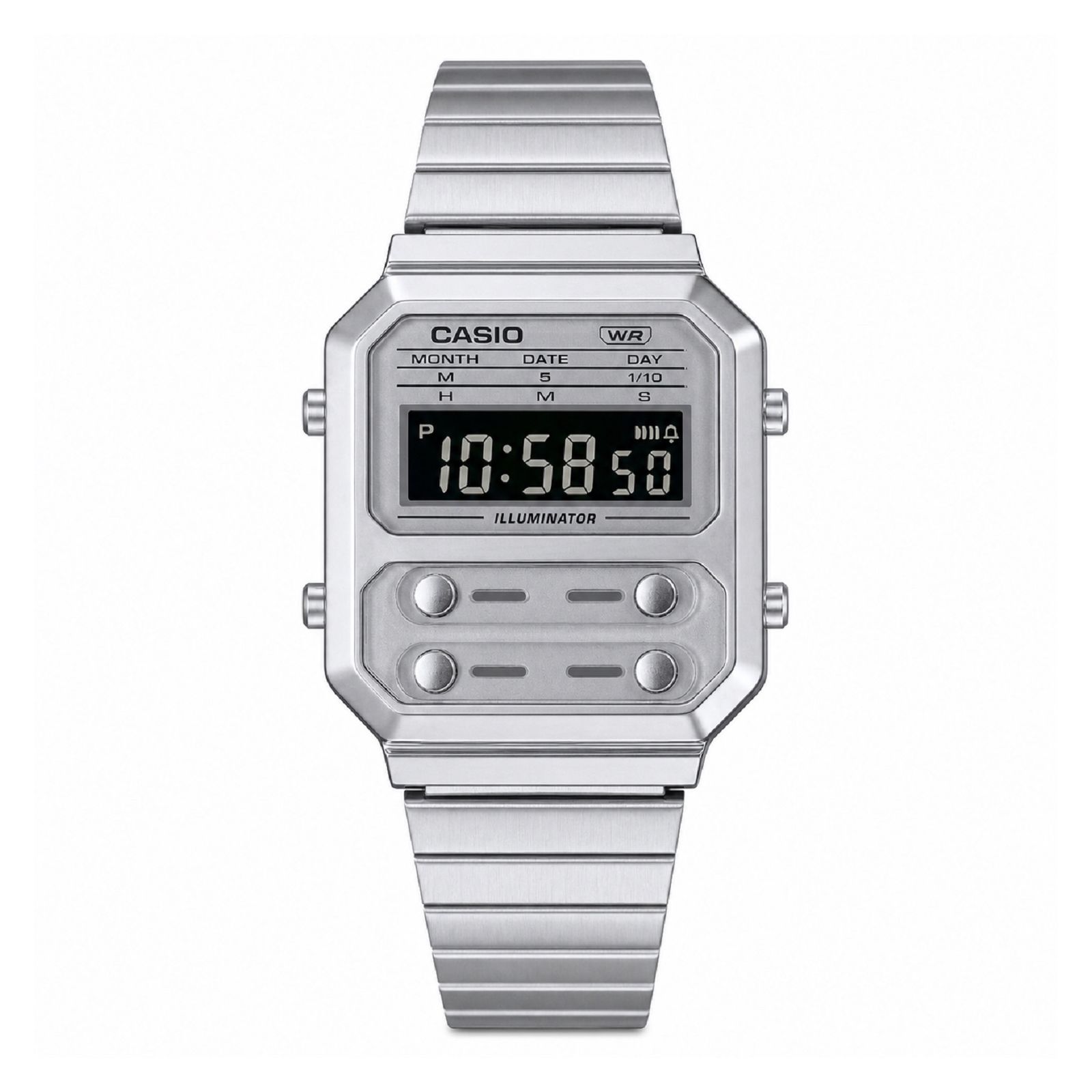 RELOJ CASIO A100WE-7BDF HOMBRE DE ACERO INOXIDABLE PLATEADO - 1