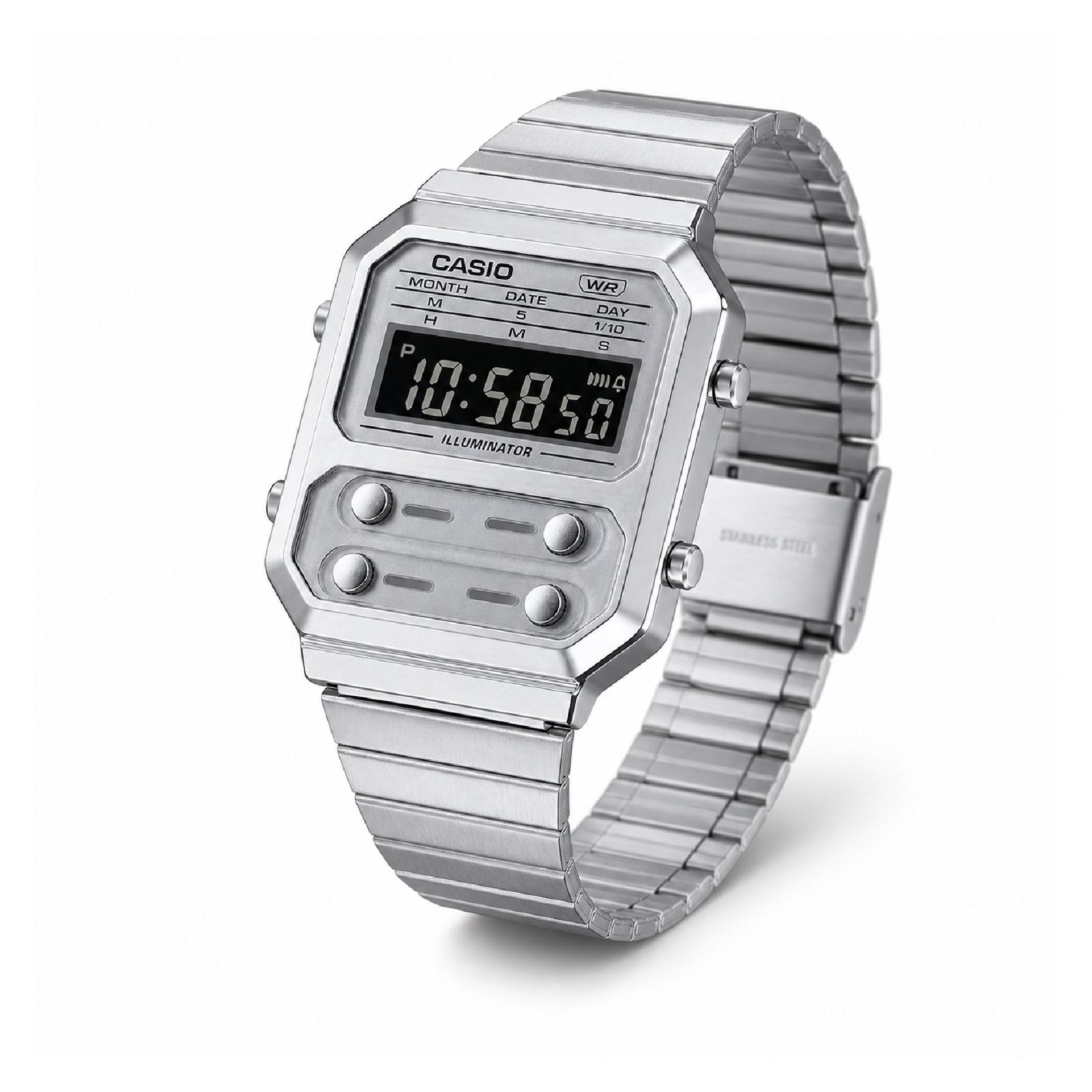 RELOJ CASIO A100WE-7BDF HOMBRE DE ACERO INOXIDABLE PLATEADO - 2