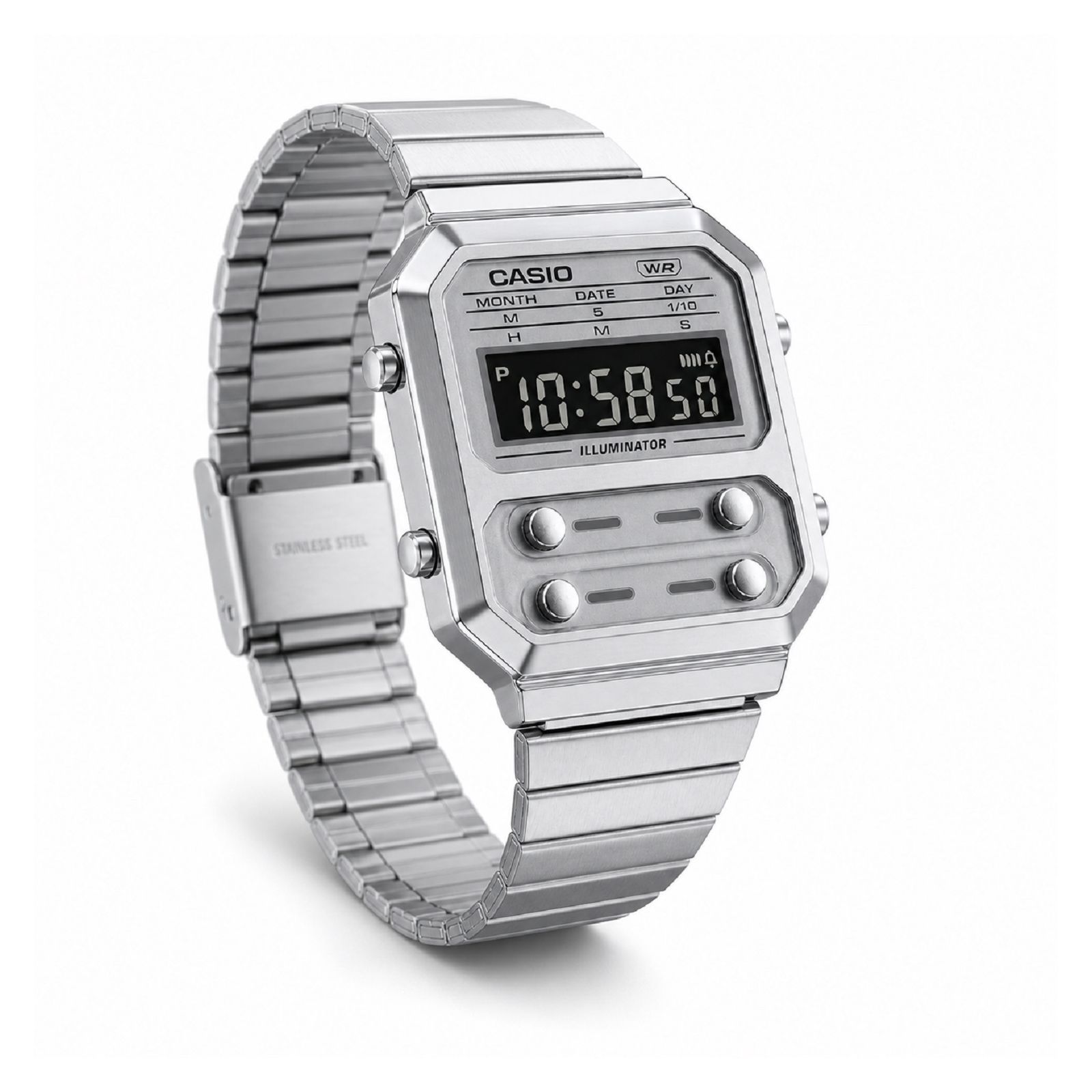RELOJ CASIO A100WE-7BDF HOMBRE DE ACERO INOXIDABLE PLATEADO - 3