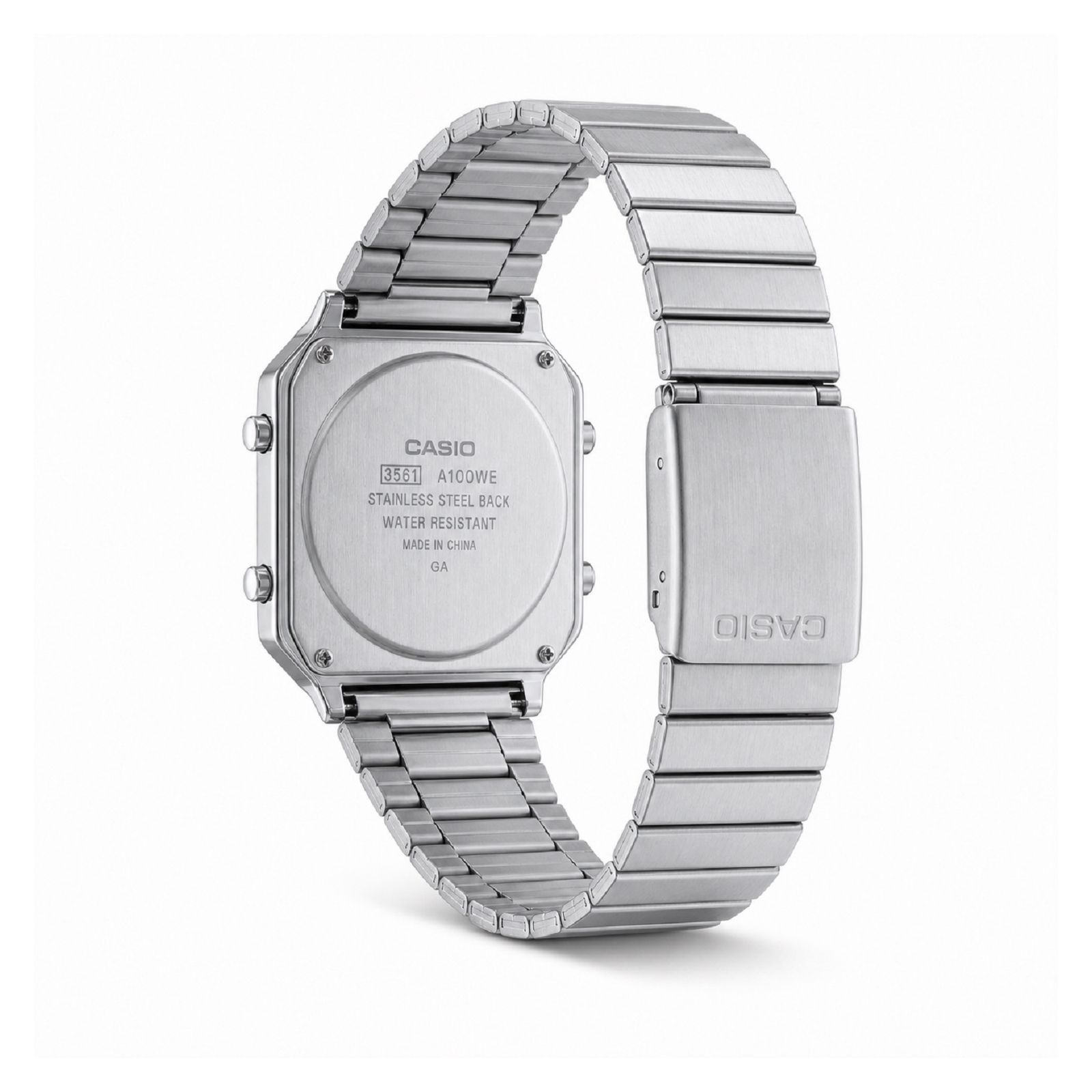 RELOJ CASIO A100WE-7BDF HOMBRE DE ACERO INOXIDABLE PLATEADO - 4