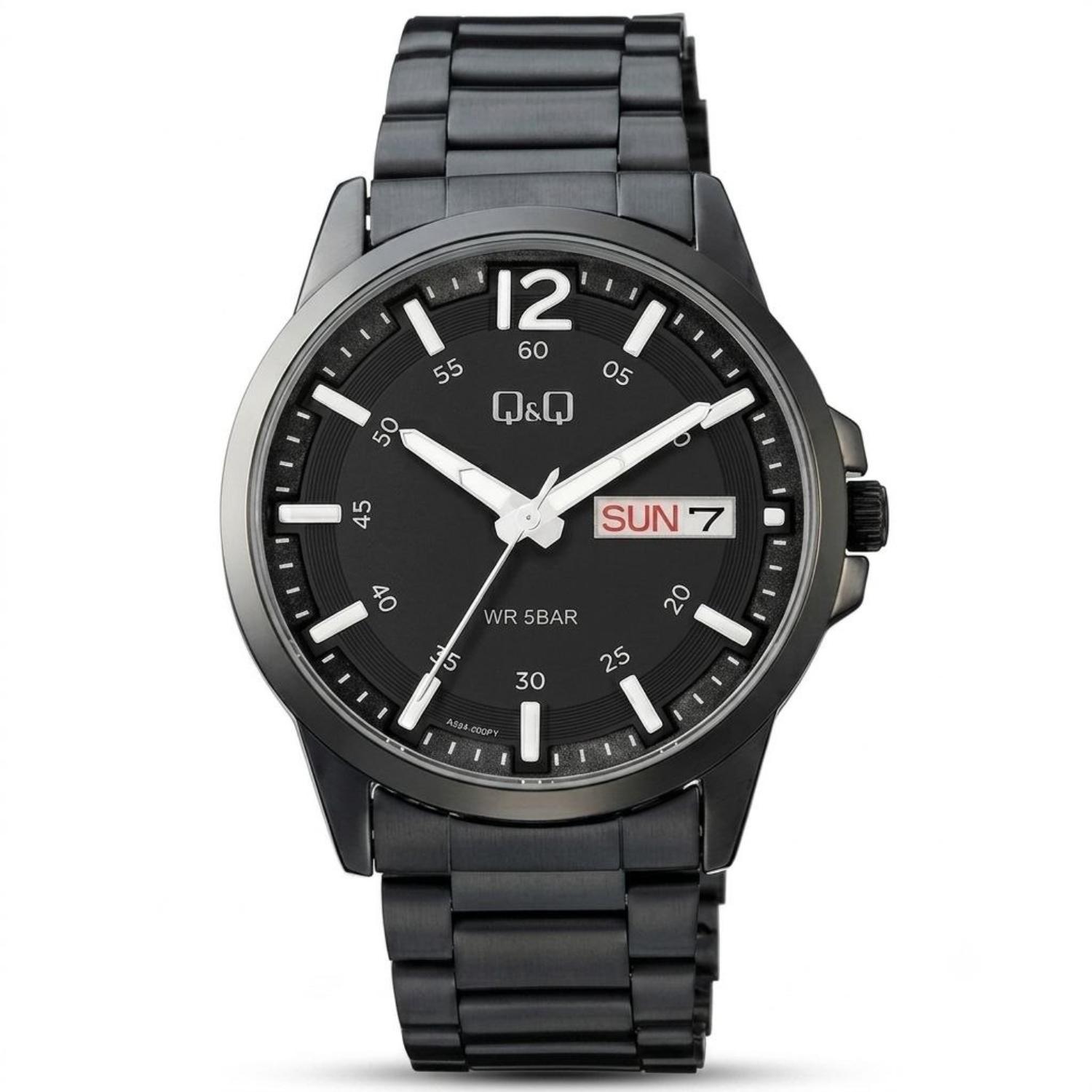 RELOJ QYQ A36A-006PY HOMBRE DE ACERO INOXIDABLE NEGRO - 1